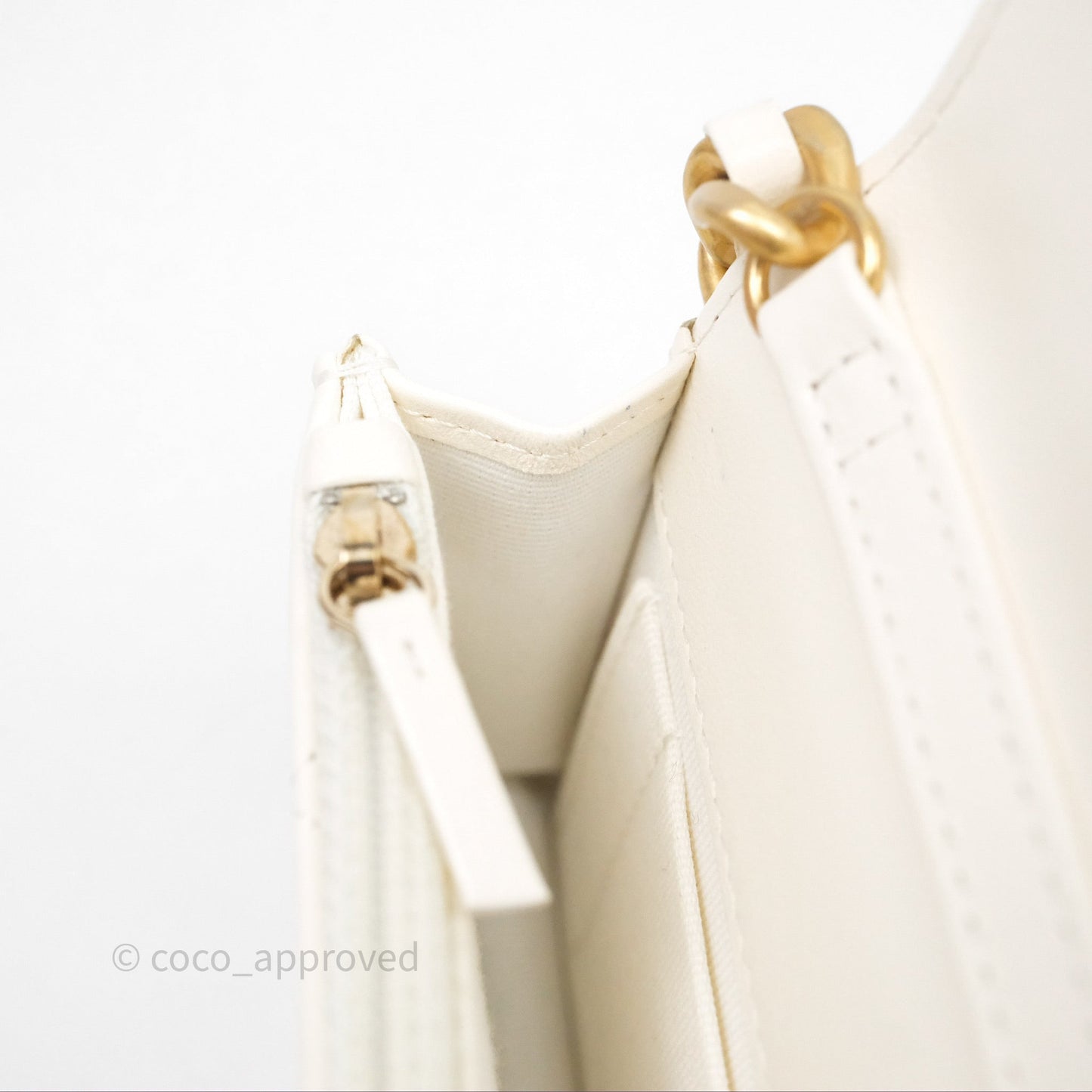 Chanel 19 Clutch With Chain Ivory White Lambskin Mixed Hardware