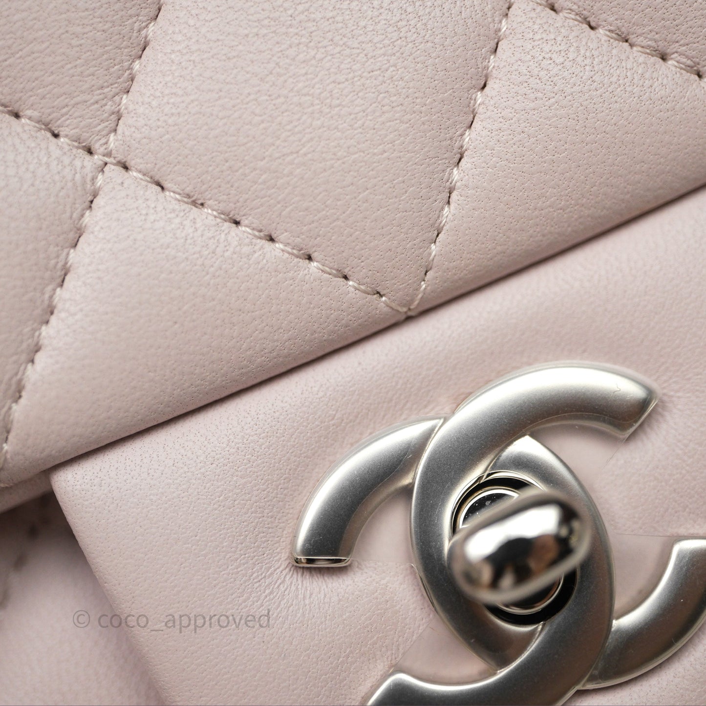 Chanel Mini Square Flap Quilted Lilac Lambskin Silver Hardware