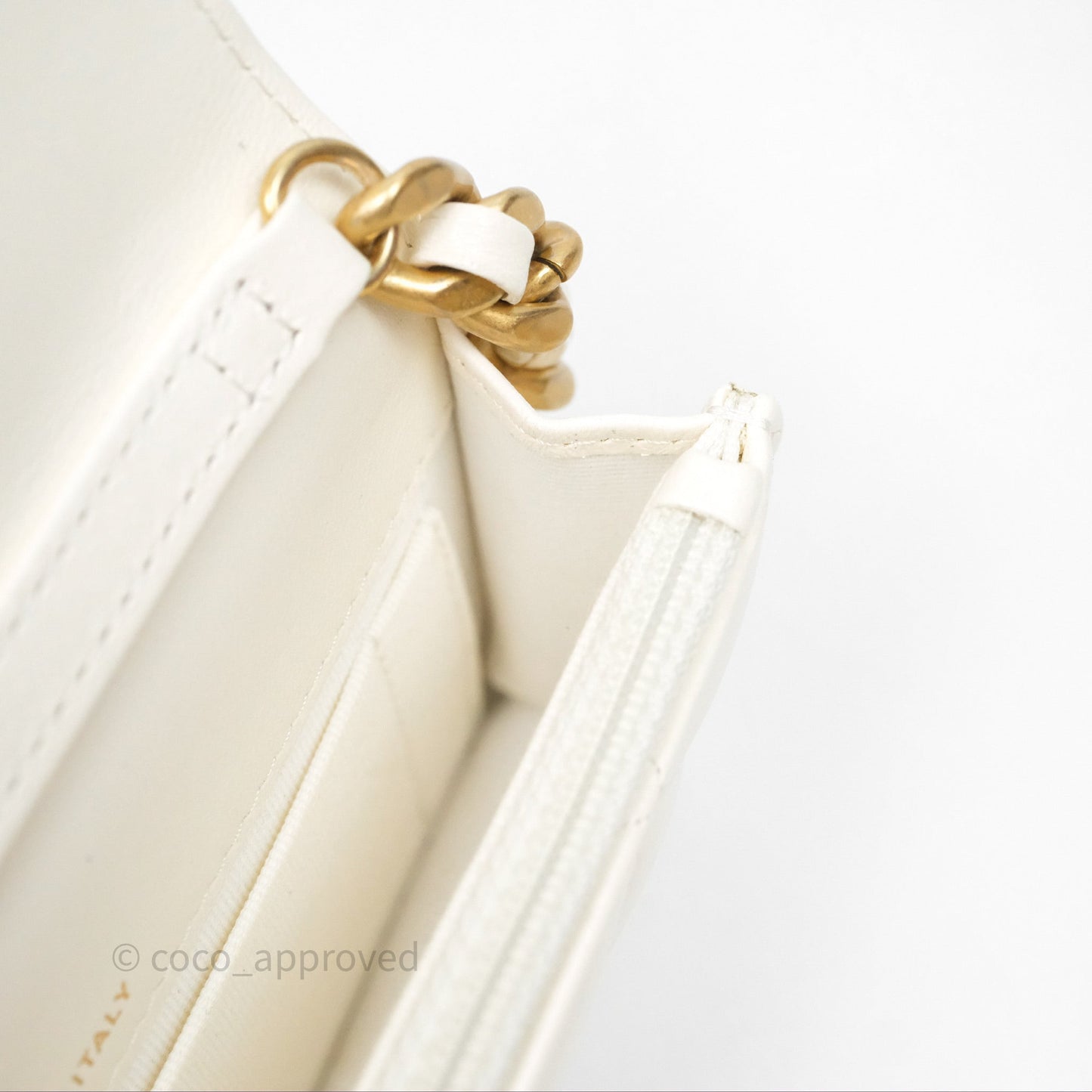 Chanel 19 Clutch With Chain Ivory White Lambskin Mixed Hardware