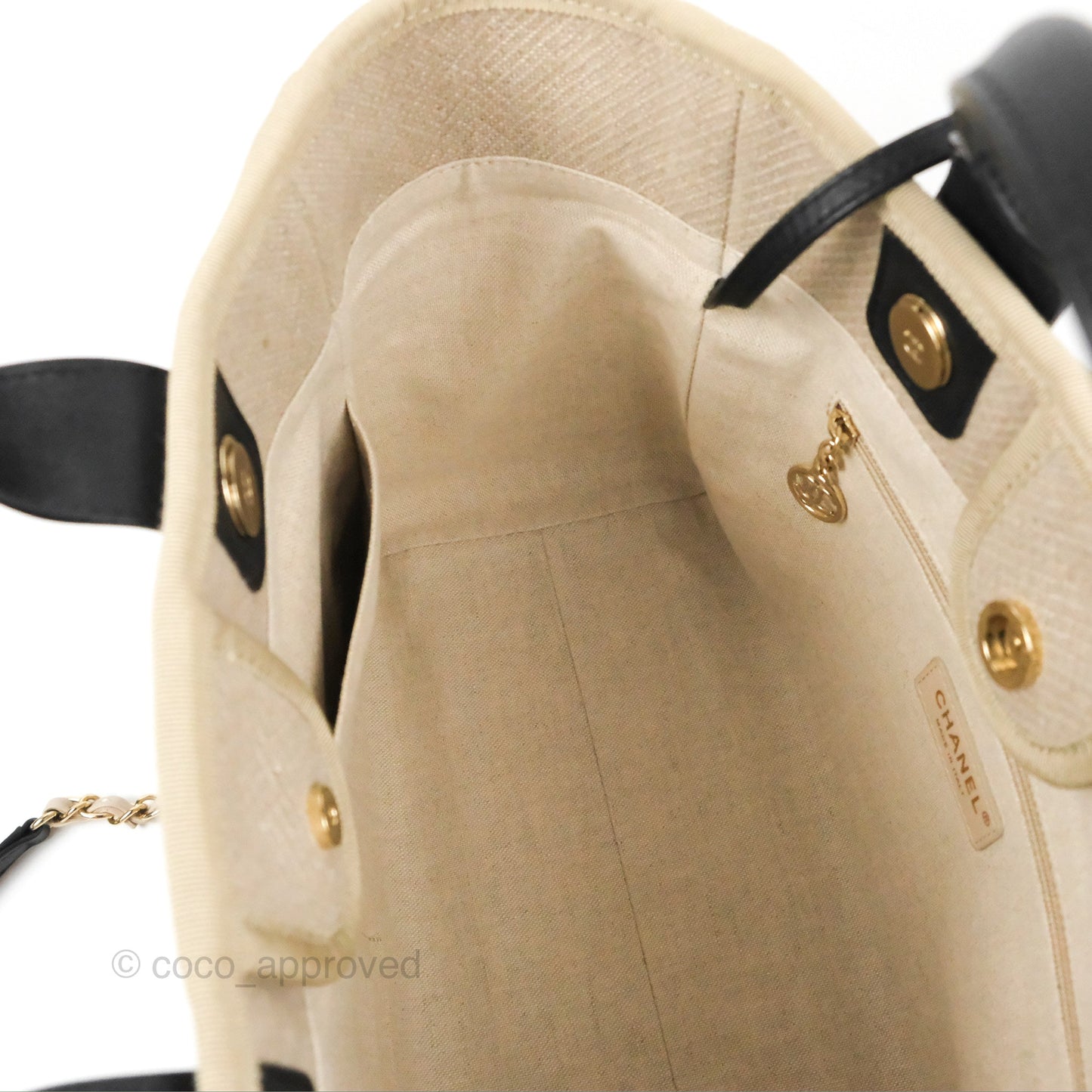 Chanel New Small Deauville Black/Taupe Canvas