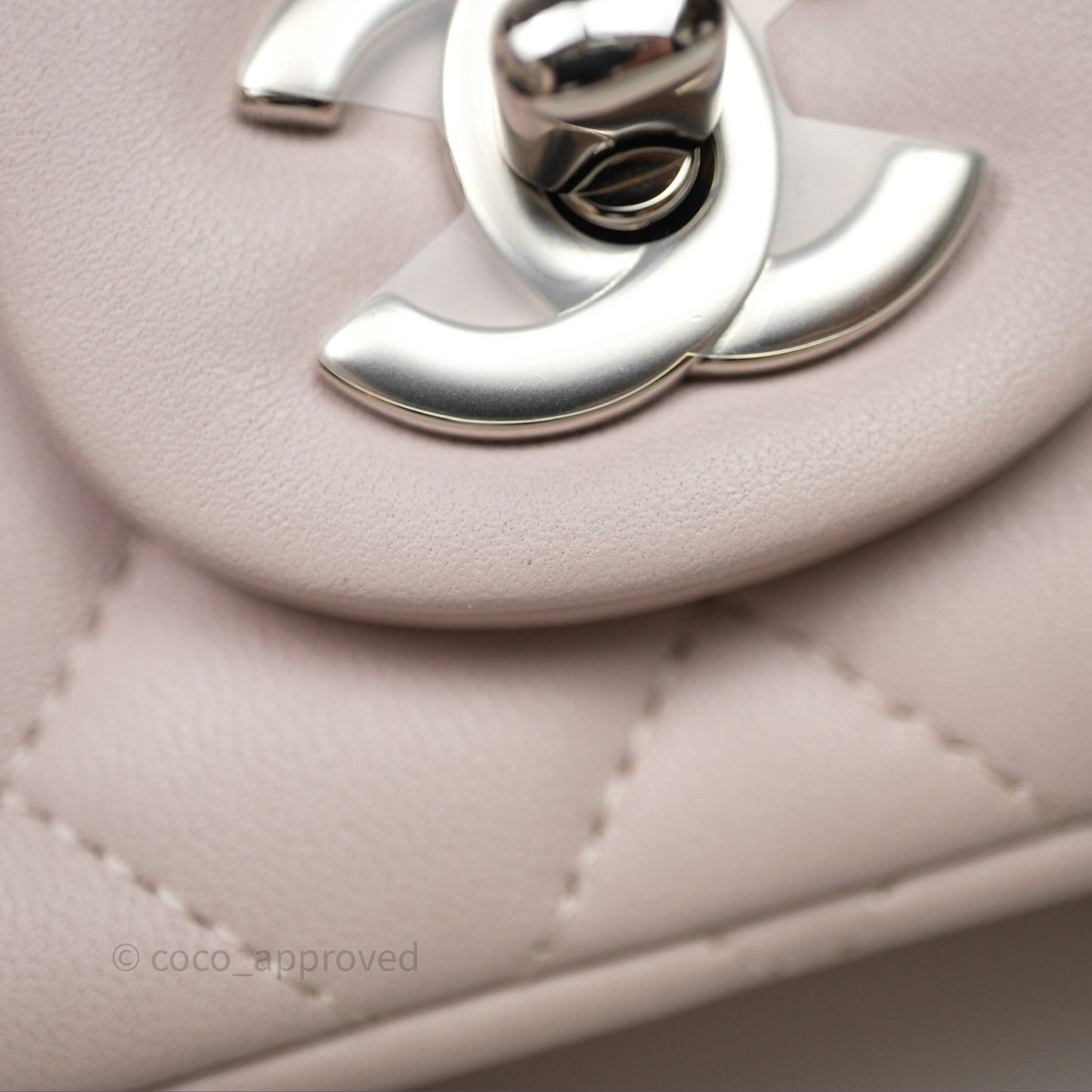 Chanel Mini Square Flap Quilted Lilac Lambskin Silver Hardware