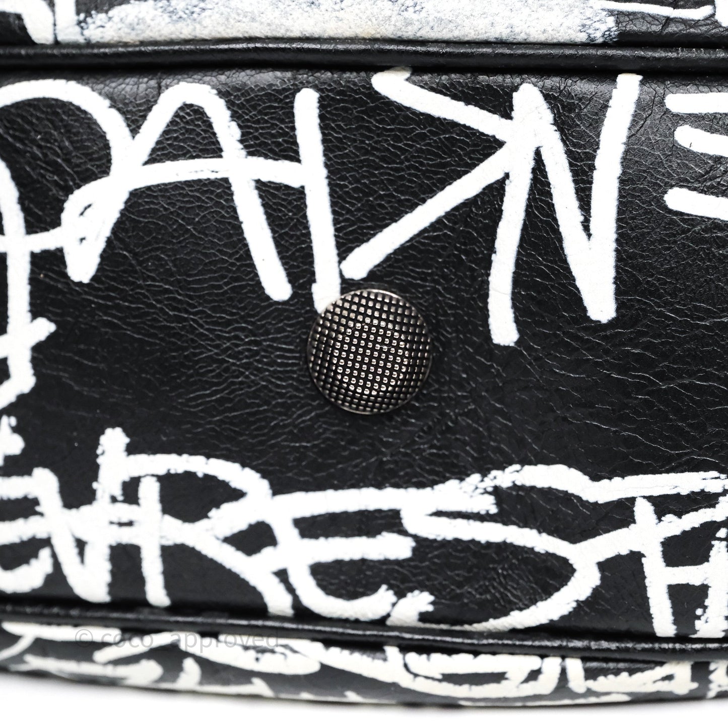 Balenciaga Small Agneau Arena Graffiti Le Cagole Shoulder Bag Black/ White