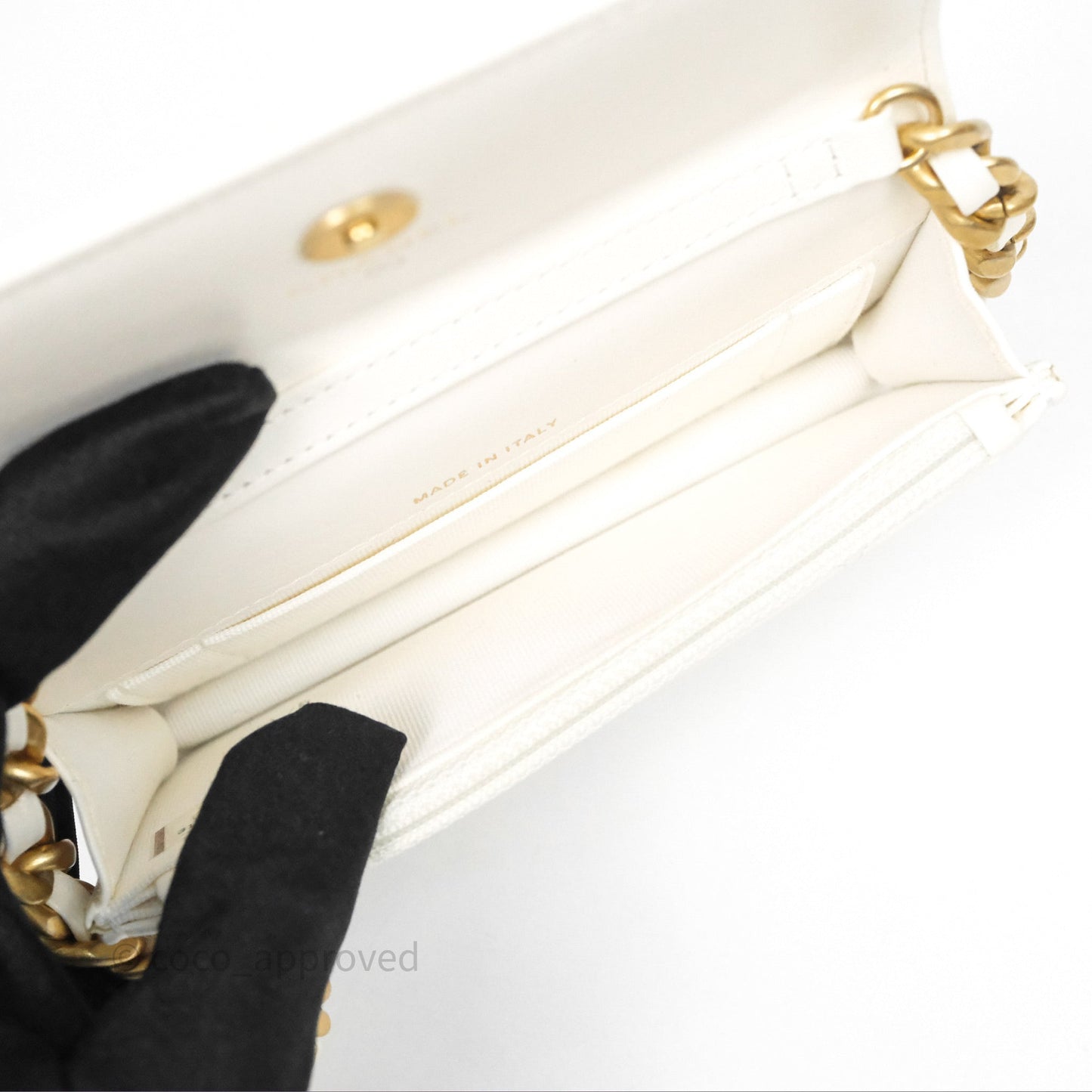 Chanel 19 Clutch With Chain Ivory White Lambskin Mixed Hardware