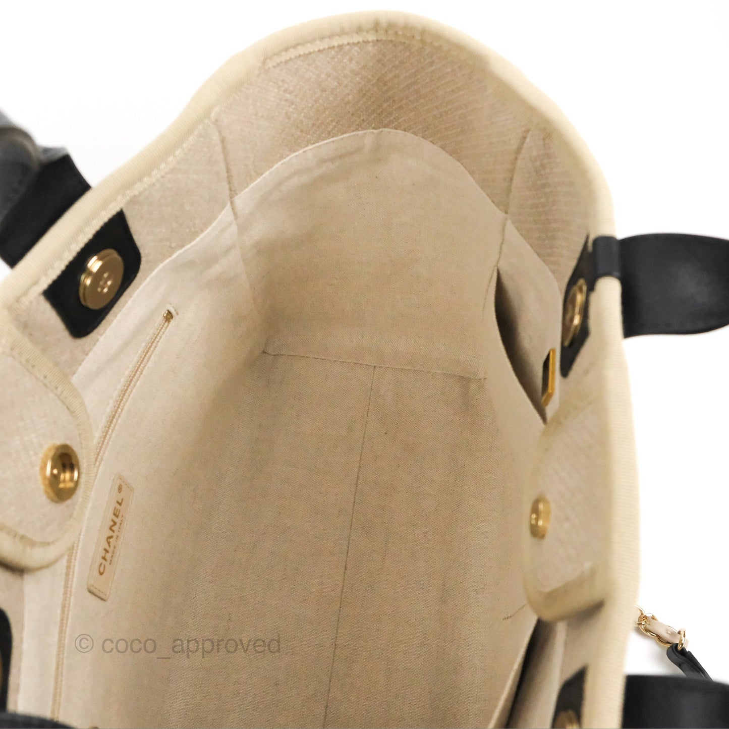 Chanel New Small Deauville Black/Taupe Canvas