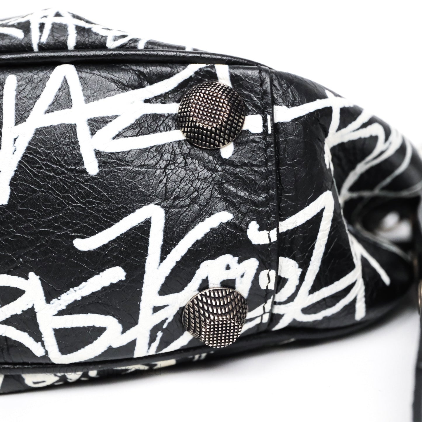 Balenciaga Small Agneau Arena Graffiti Le Cagole Shoulder Bag Black/ White