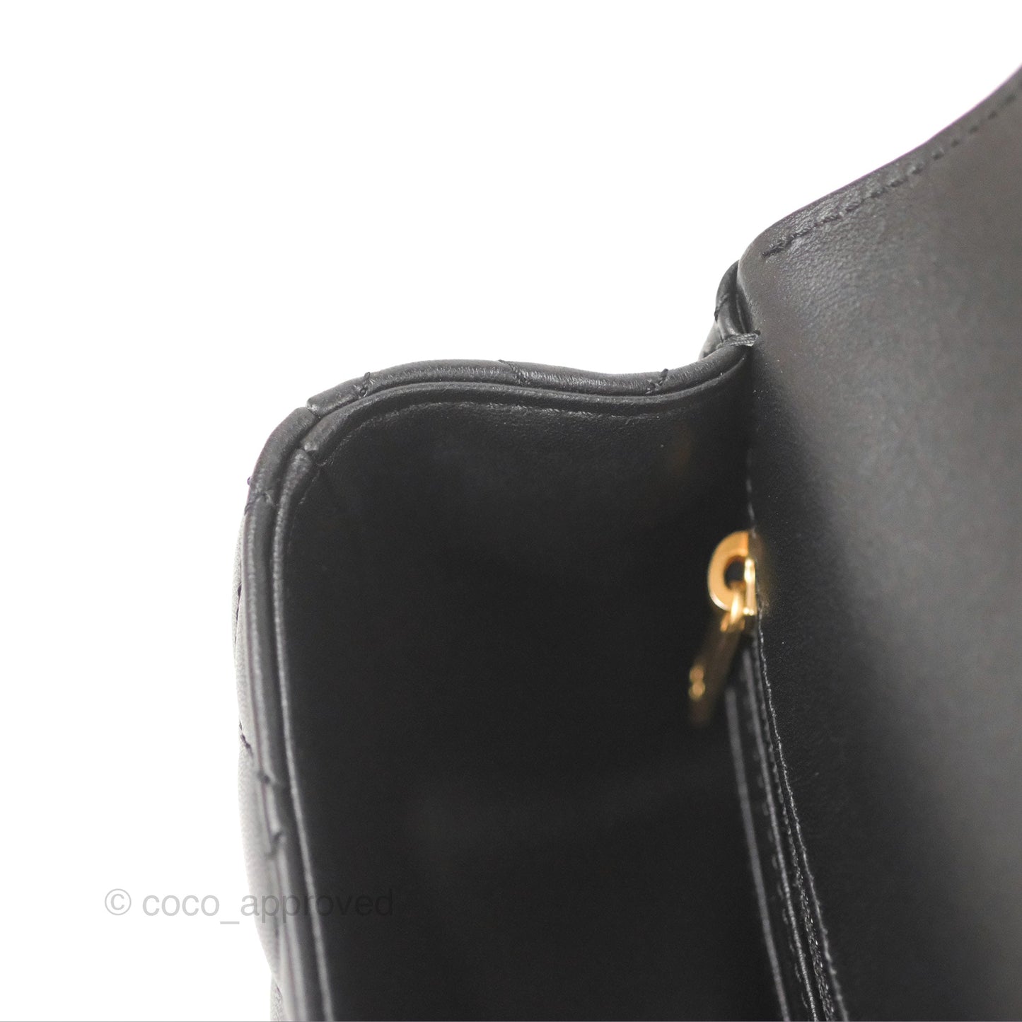 Chanel Flap Bag with Logo Enamel Chain Black Lambskin 22B