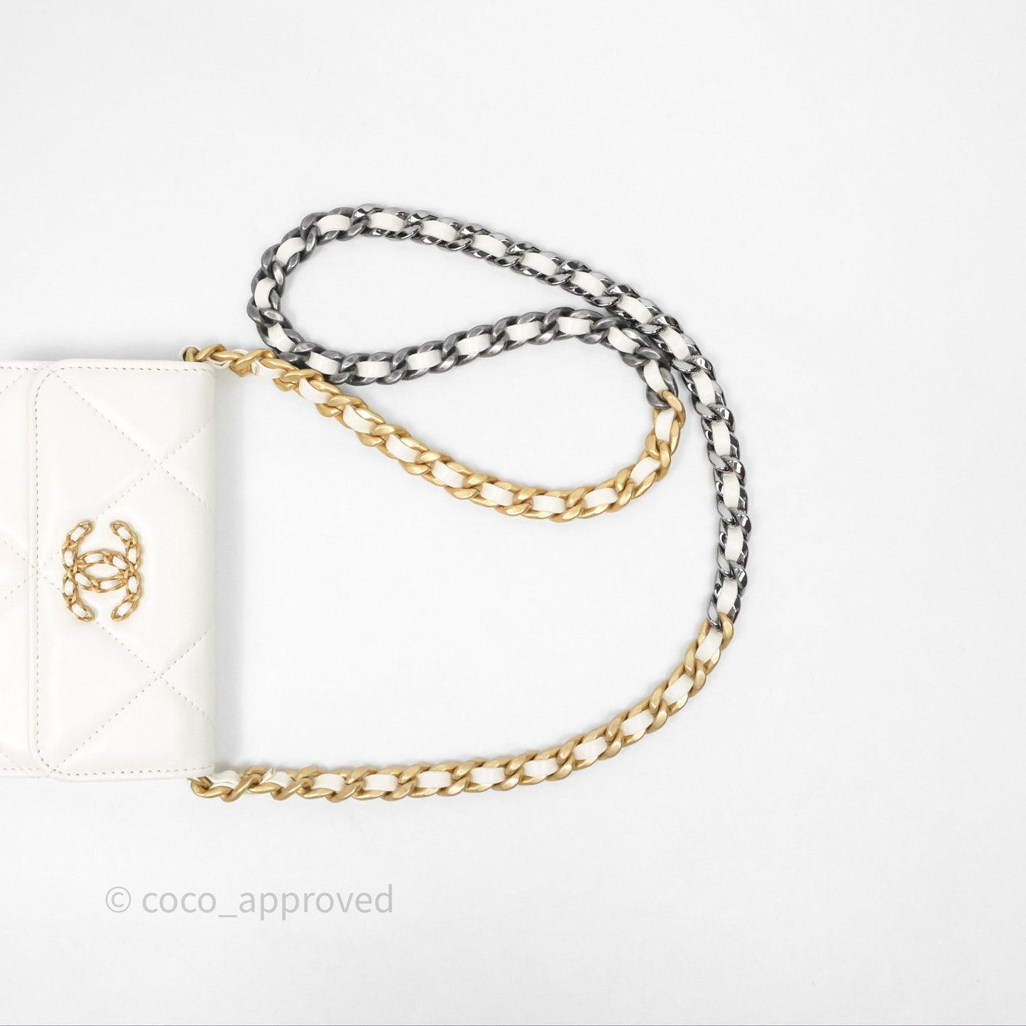 Chanel 19 Clutch With Chain Ivory White Lambskin Mixed Hardware