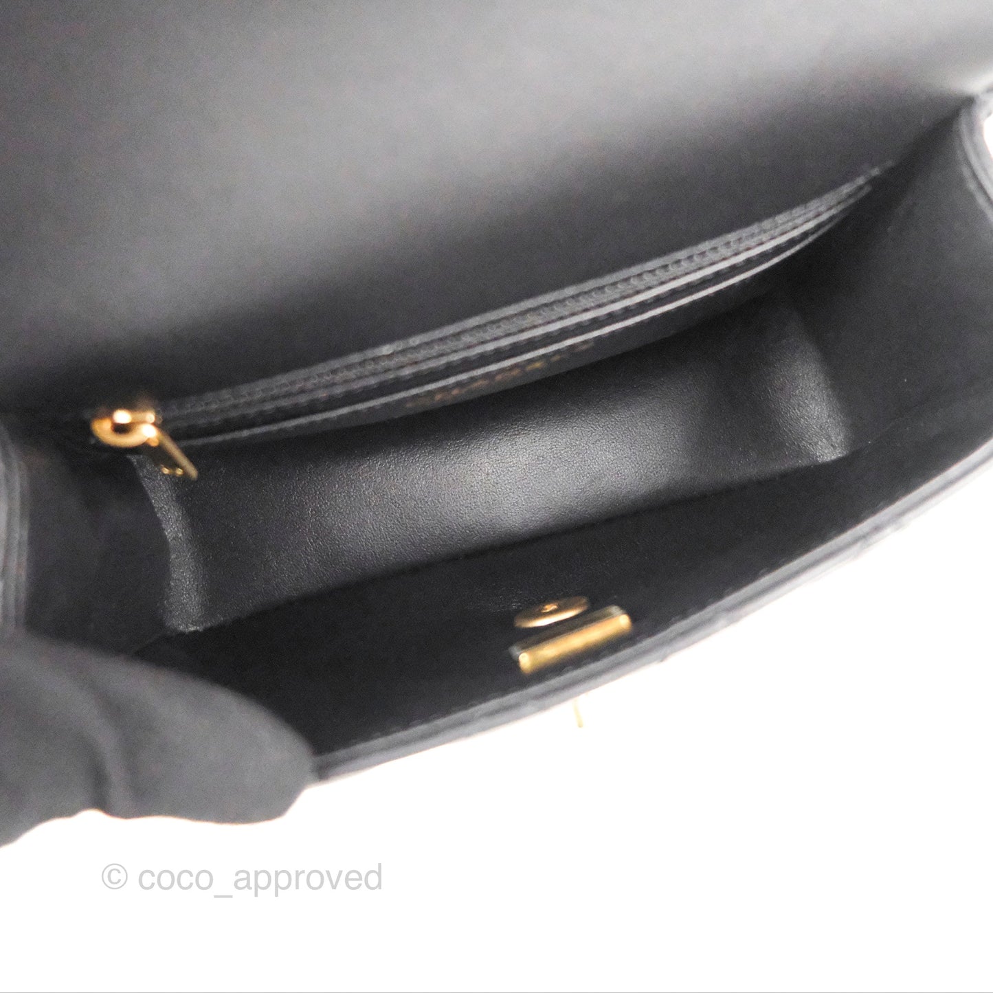 Chanel Flap Bag with Logo Enamel Chain Black Lambskin 22B