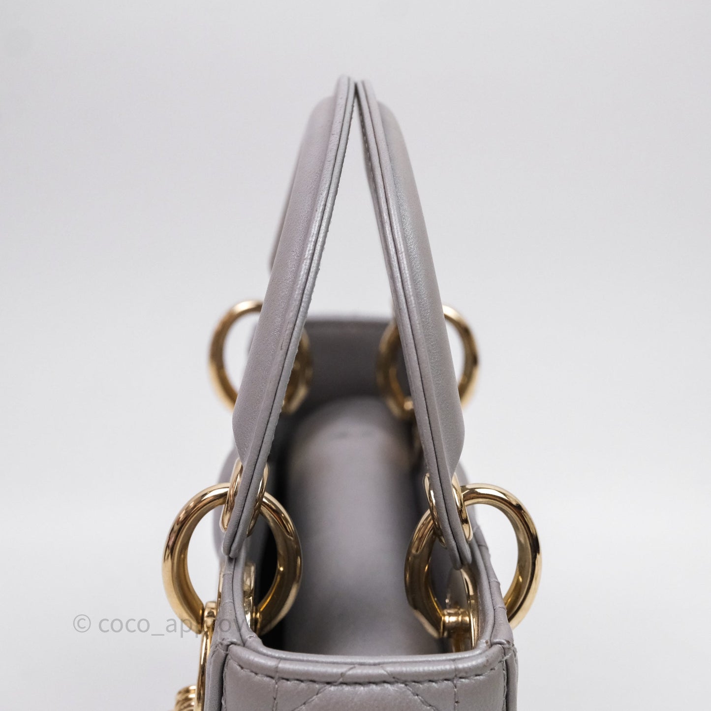 Christian Dior Mini Lady Dior Iridescent Grey Lambskin Cannage Gold Hardware