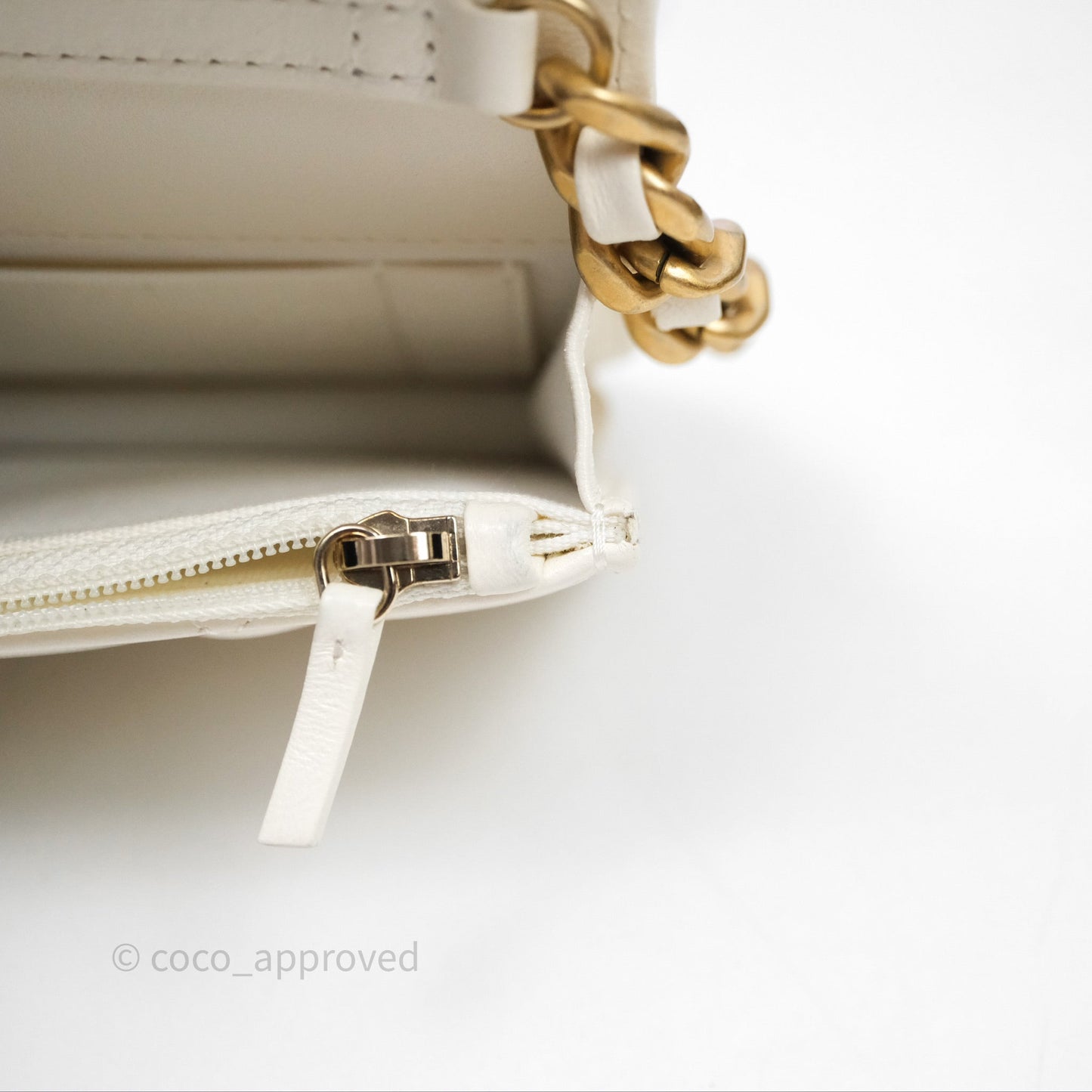 Chanel 19 Clutch With Chain Ivory White Lambskin Mixed Hardware