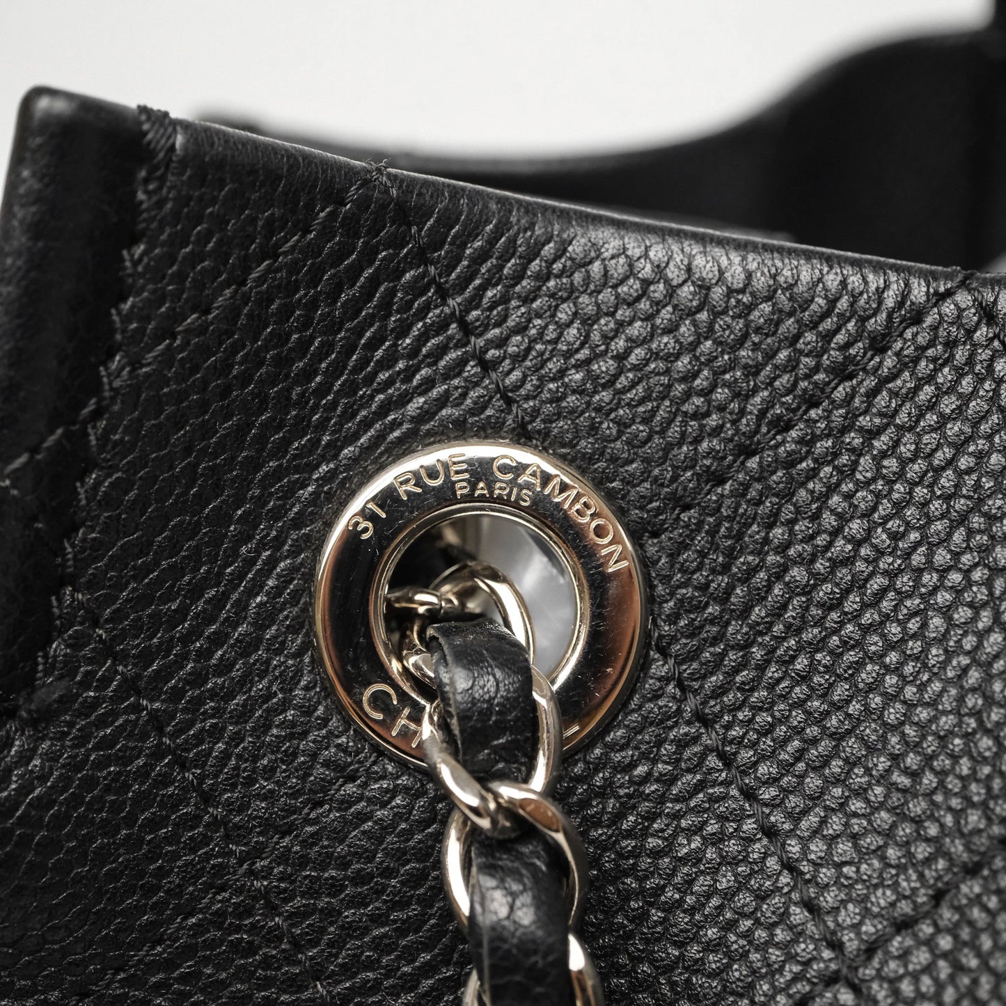 Chanel CC Pocket Tote Bag Black Caviar Silver Hardware
