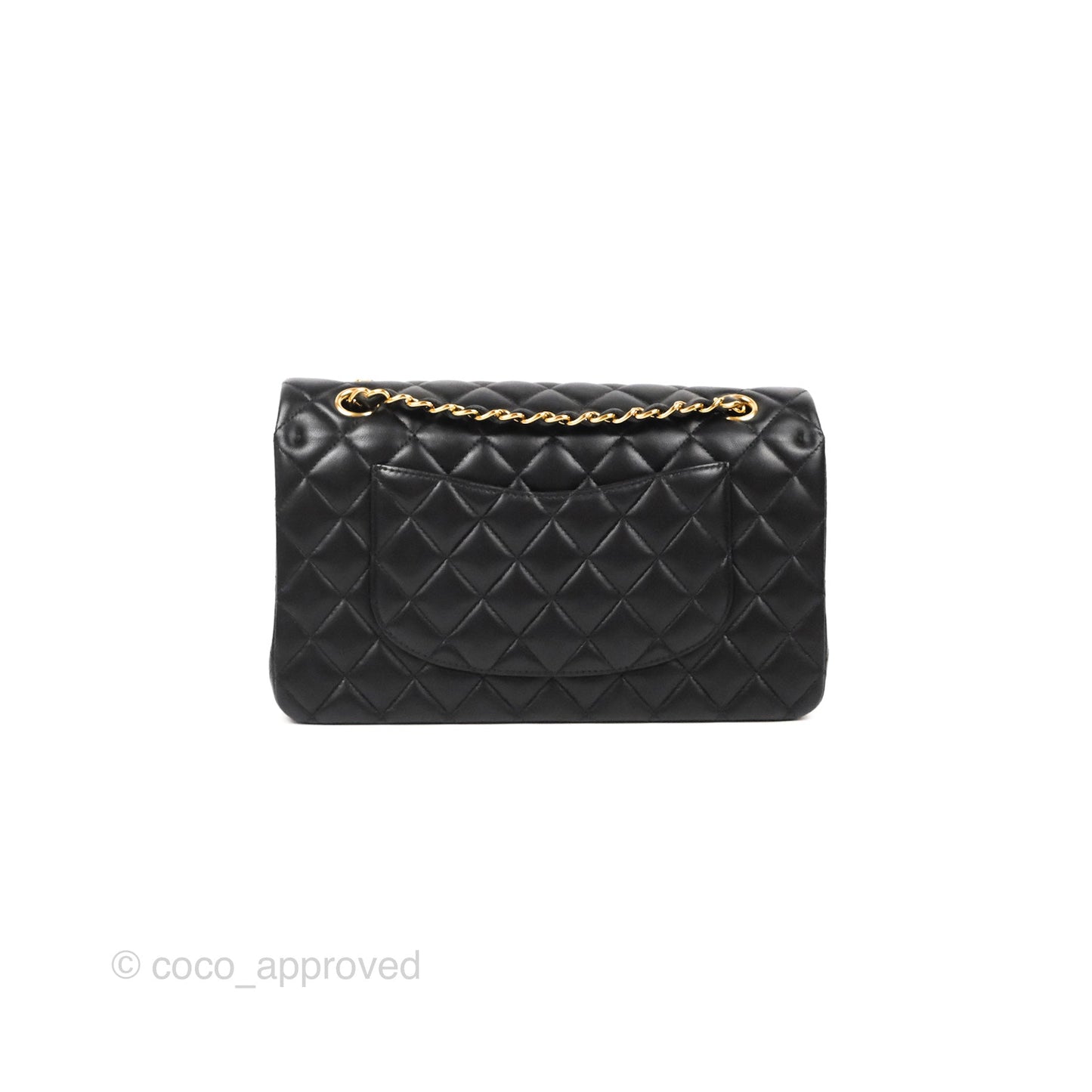 Chanel Classic M/L Medium Flap Quilted Black Lambskin Gold Hardware