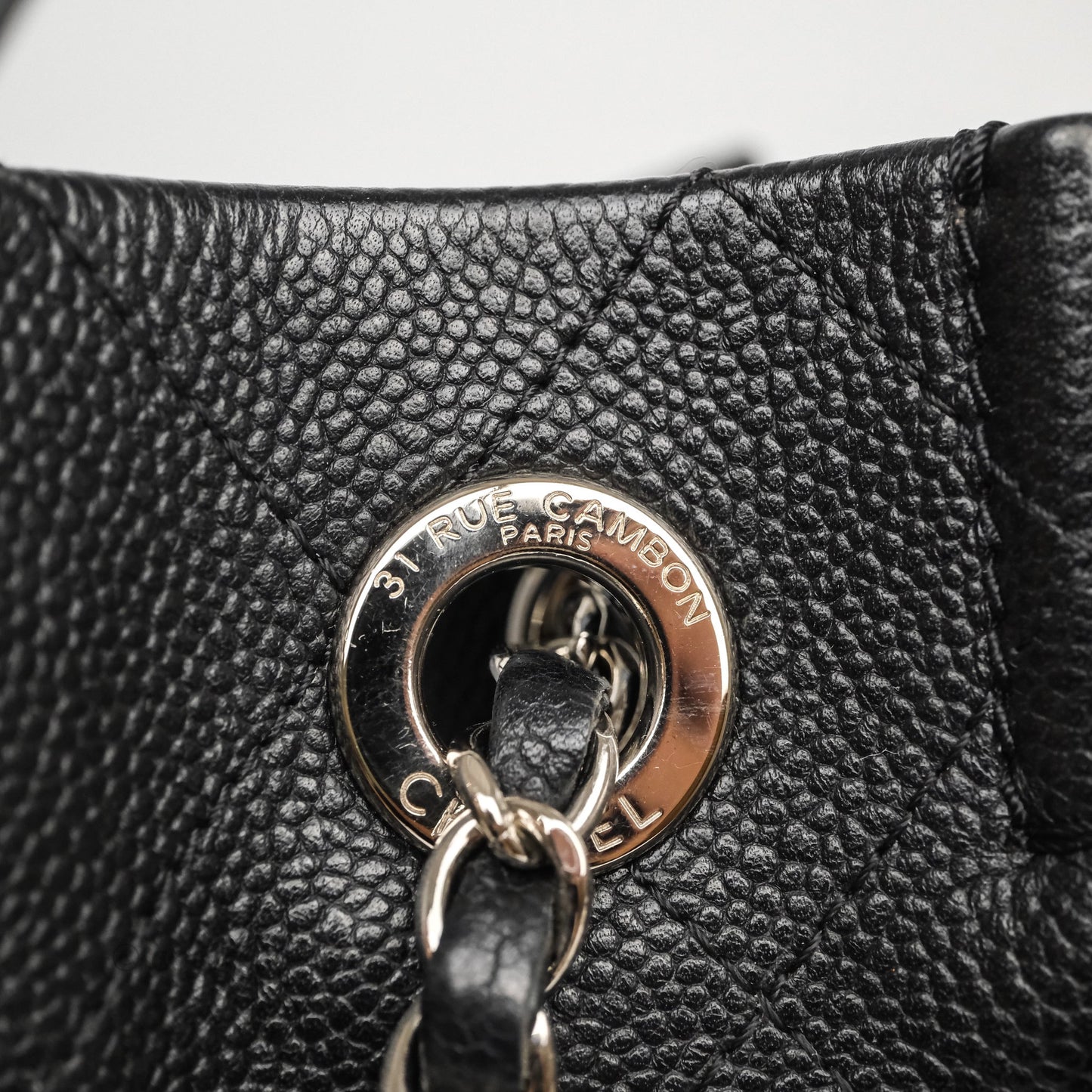 Chanel CC Pocket Tote Bag Black Caviar Silver Hardware