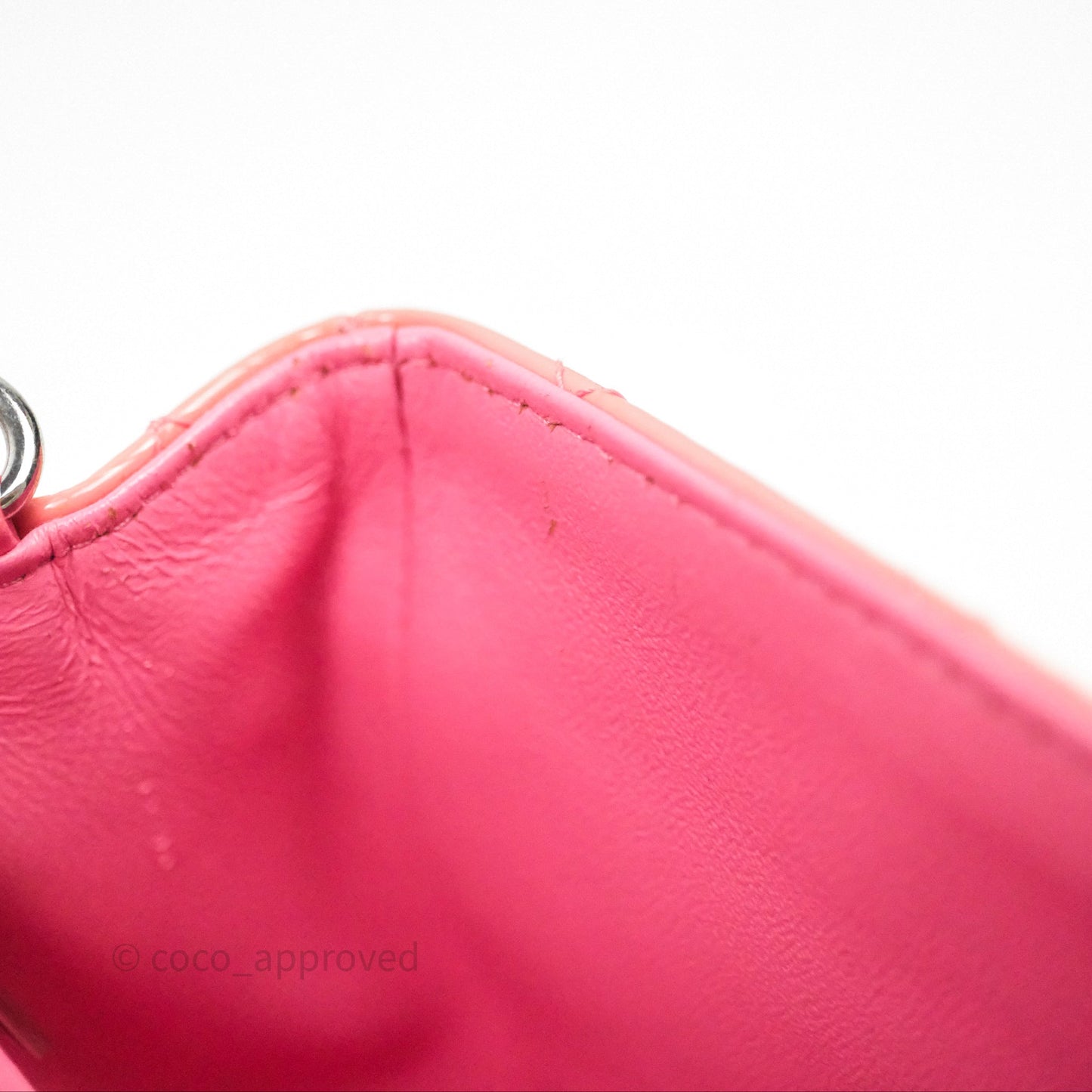 Chanel Quilted Mini Rectangular Pink Patent Silver Hardware