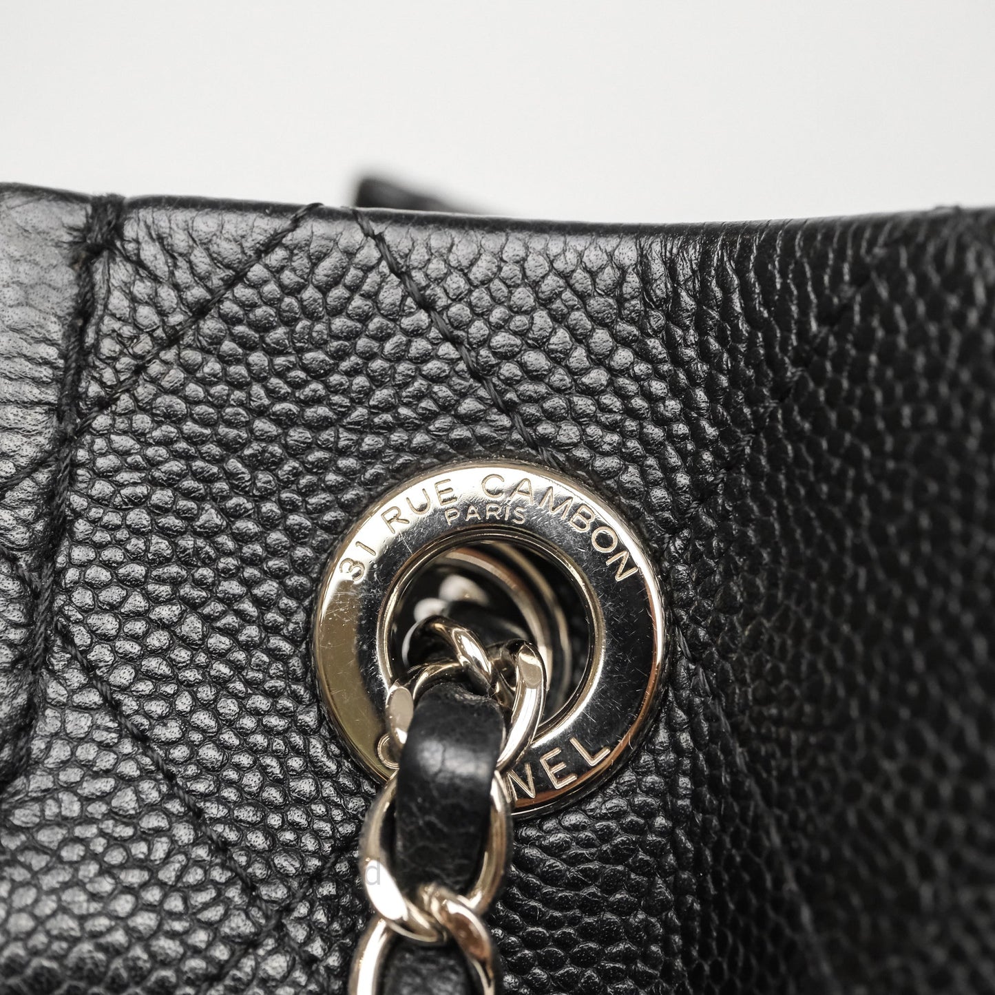 Chanel CC Pocket Tote Bag Black Caviar Silver Hardware
