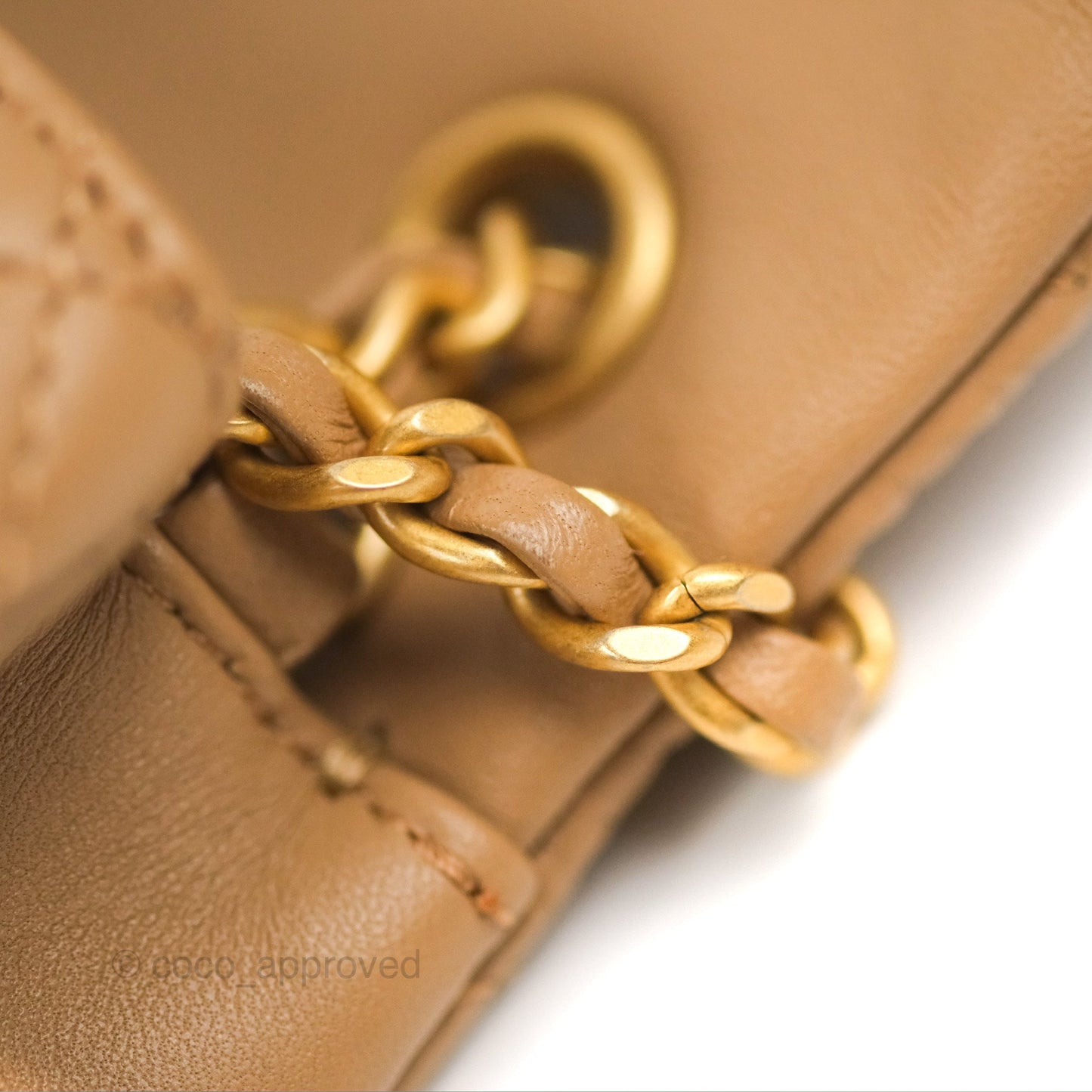 Chanel Mini Flap Bag With Heart CC Charm Dark Beige Lambskin Aged Gold Hardware