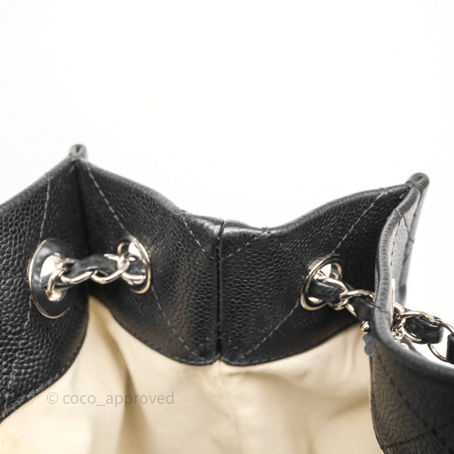 Chanel CC Pocket Tote Bag Black Caviar Silver Hardware