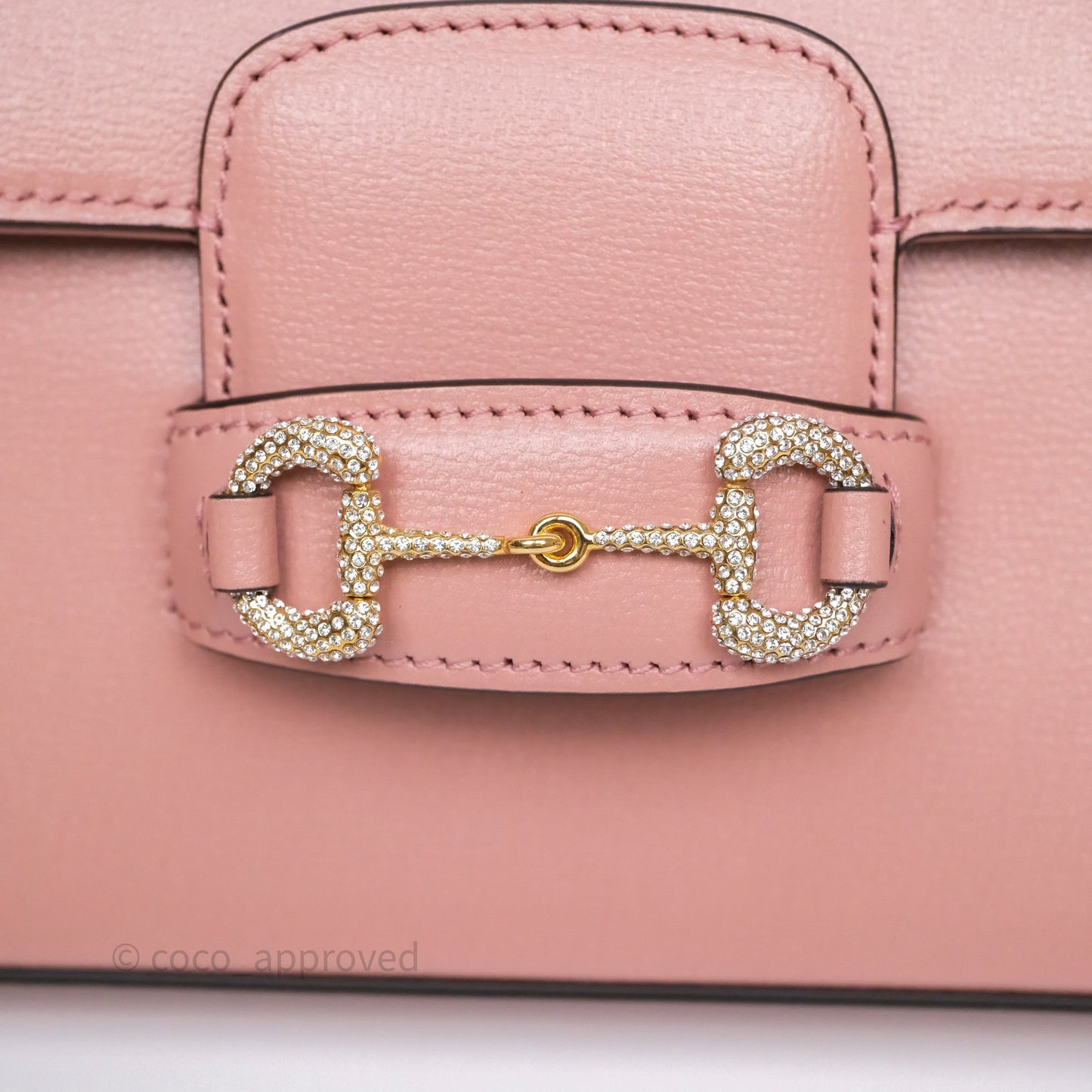 Gucci Horsebit 1955 Crystals Mini Bag Dusty Pink Calfskin