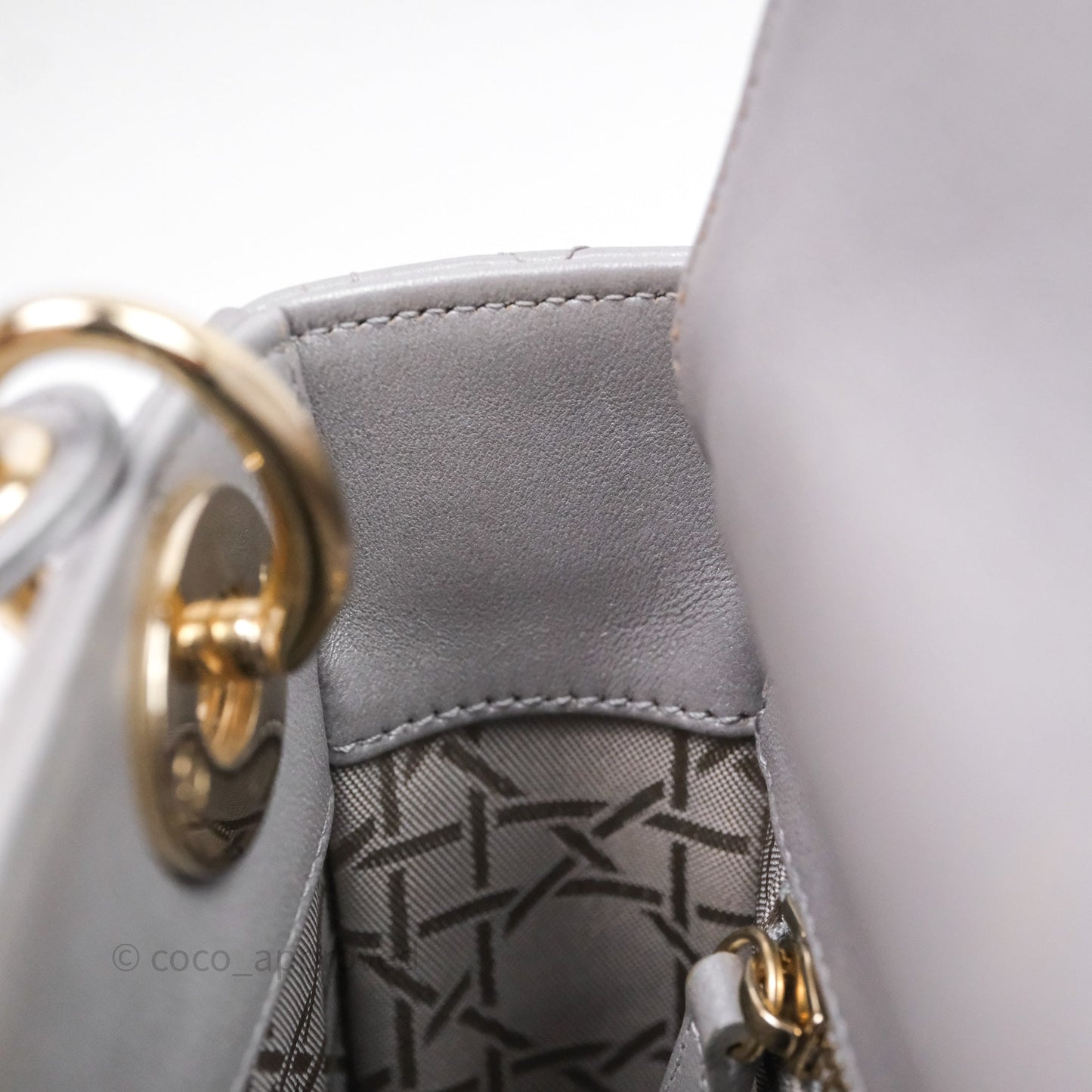 Christian Dior Mini Lady Dior Iridescent Grey Lambskin Cannage Gold Hardware
