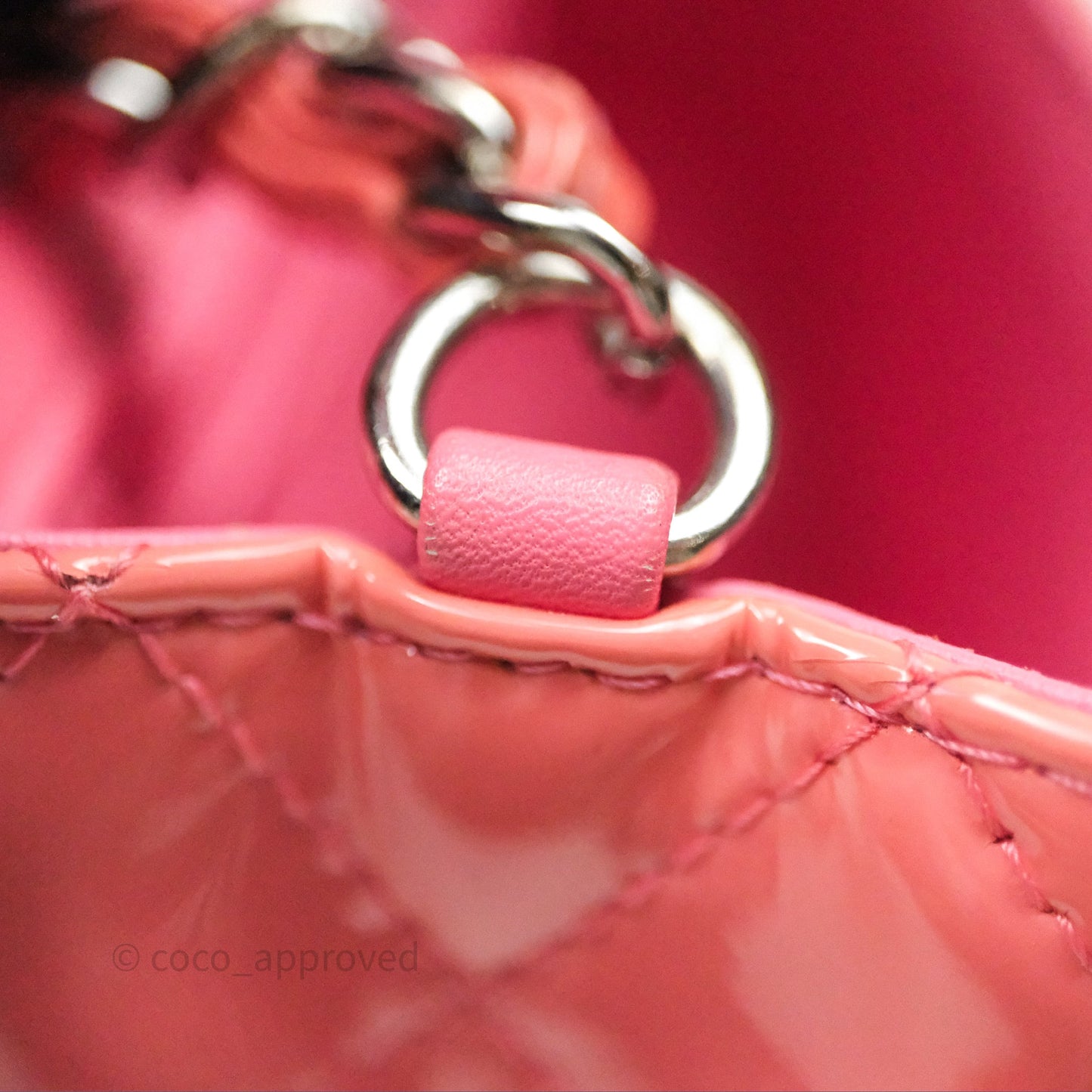 Chanel Quilted Mini Rectangular Pink Patent Silver Hardware