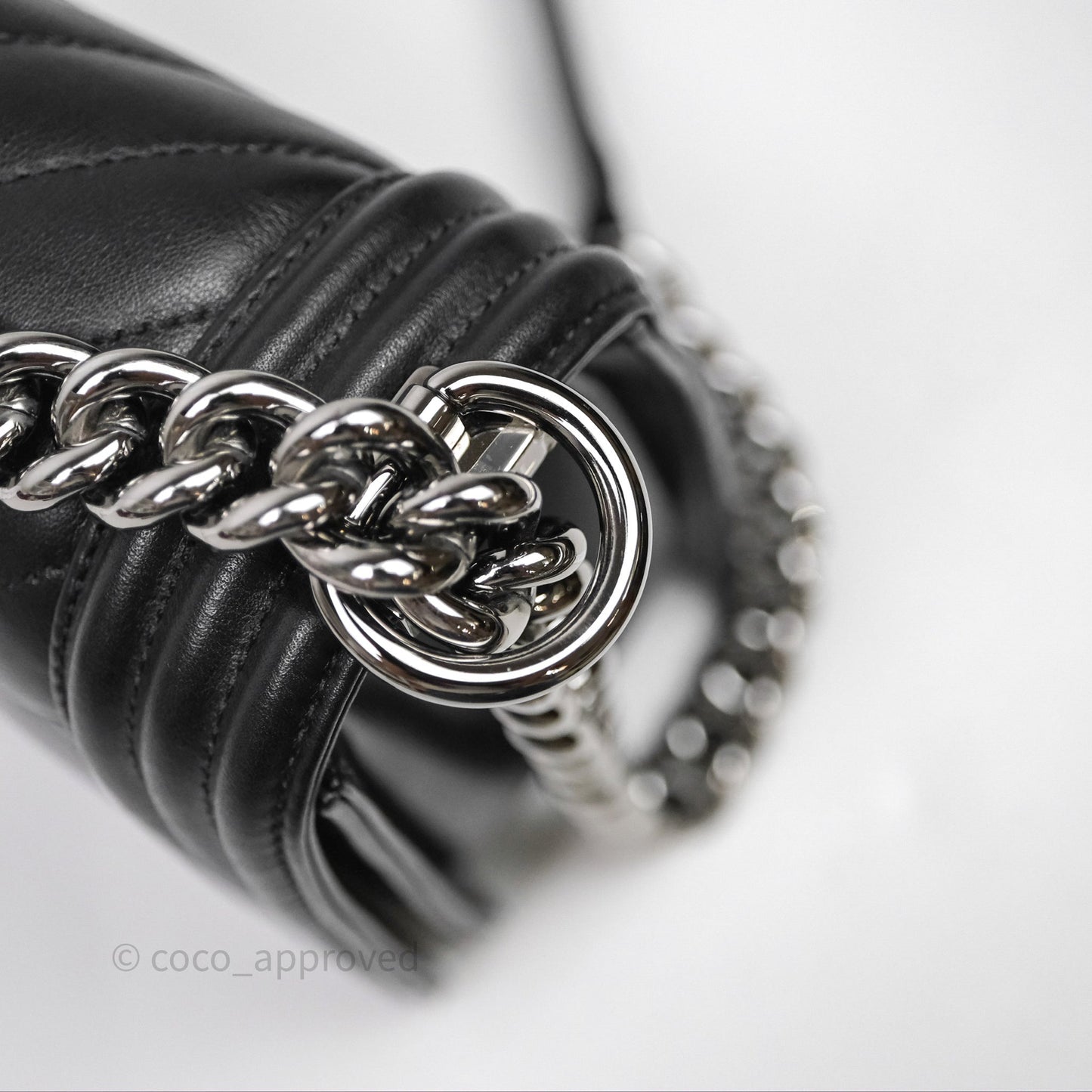 Chanel Medium Boy Chevron Black Calfskin Silver Hardware