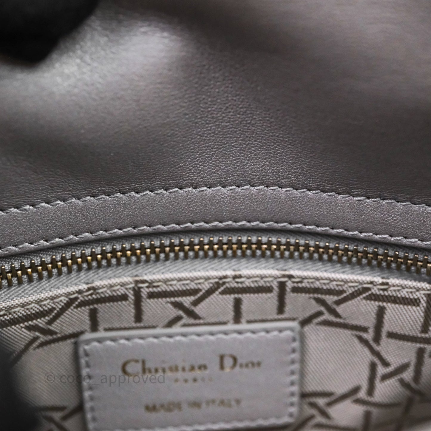 Christian Dior Mini Lady Dior Iridescent Grey Lambskin Cannage Gold Hardware