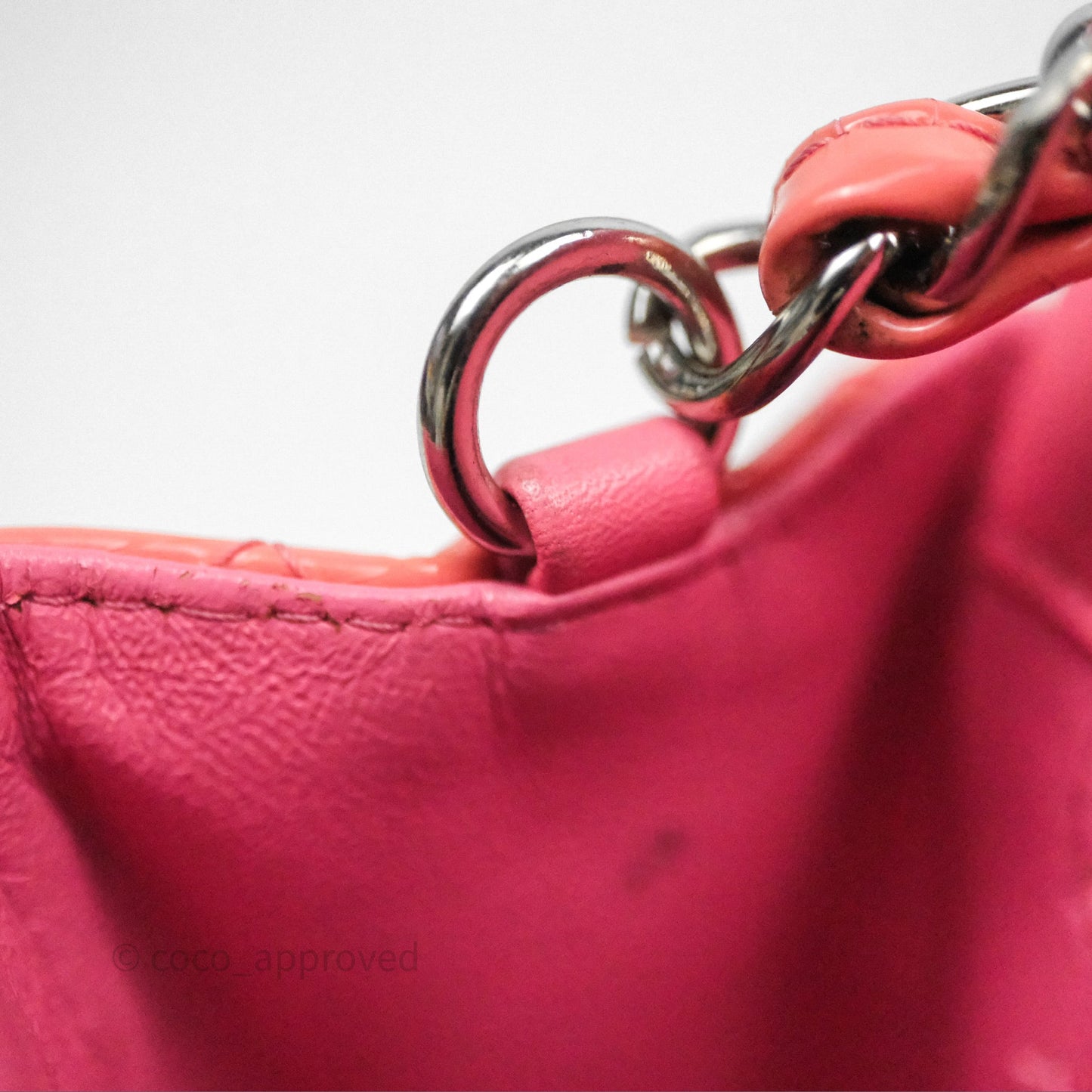 Chanel Quilted Mini Rectangular Pink Patent Silver Hardware