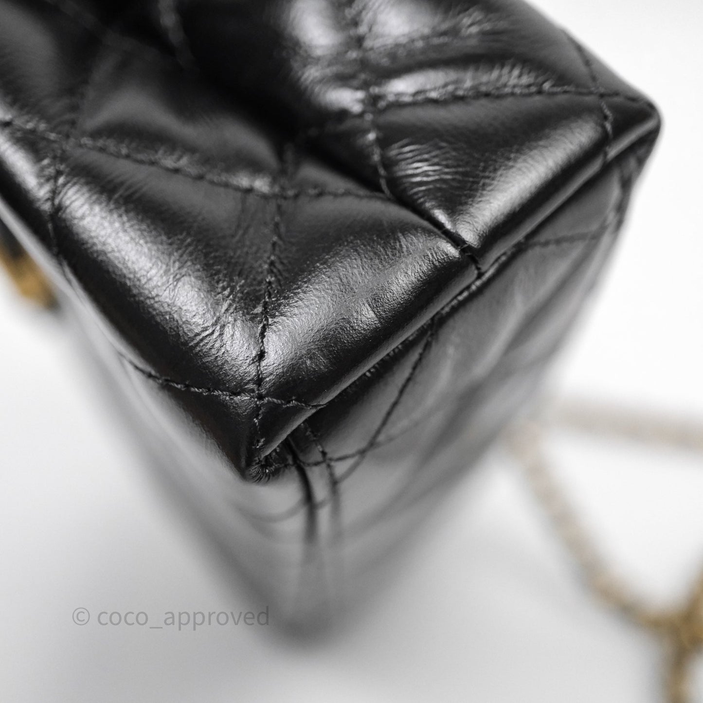 Chanel Kelly Bag Quilted Black Shiny Crumpled Calfskin Aged Gold Hardware