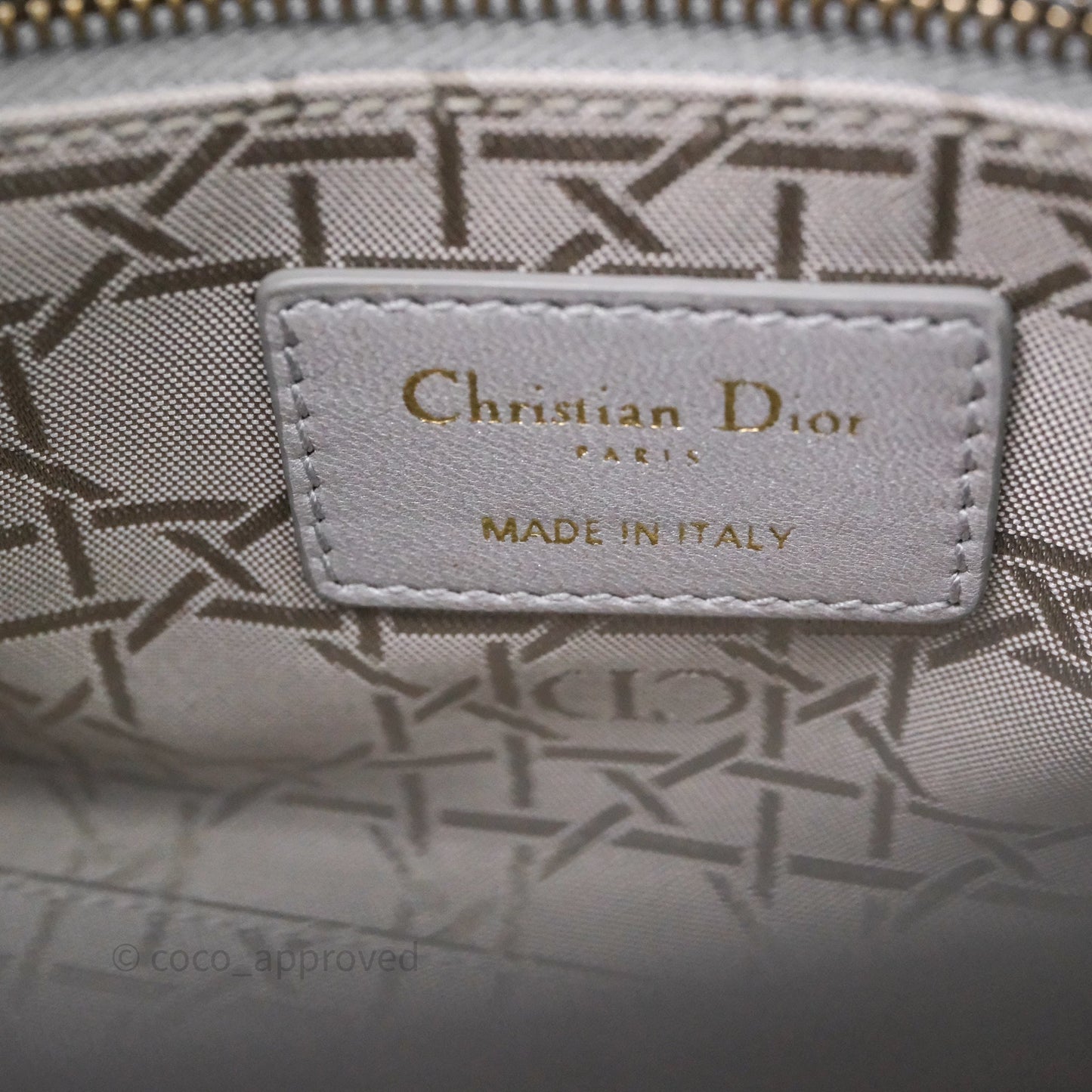 Christian Dior Mini Lady Dior Iridescent Grey Lambskin Cannage Gold Hardware