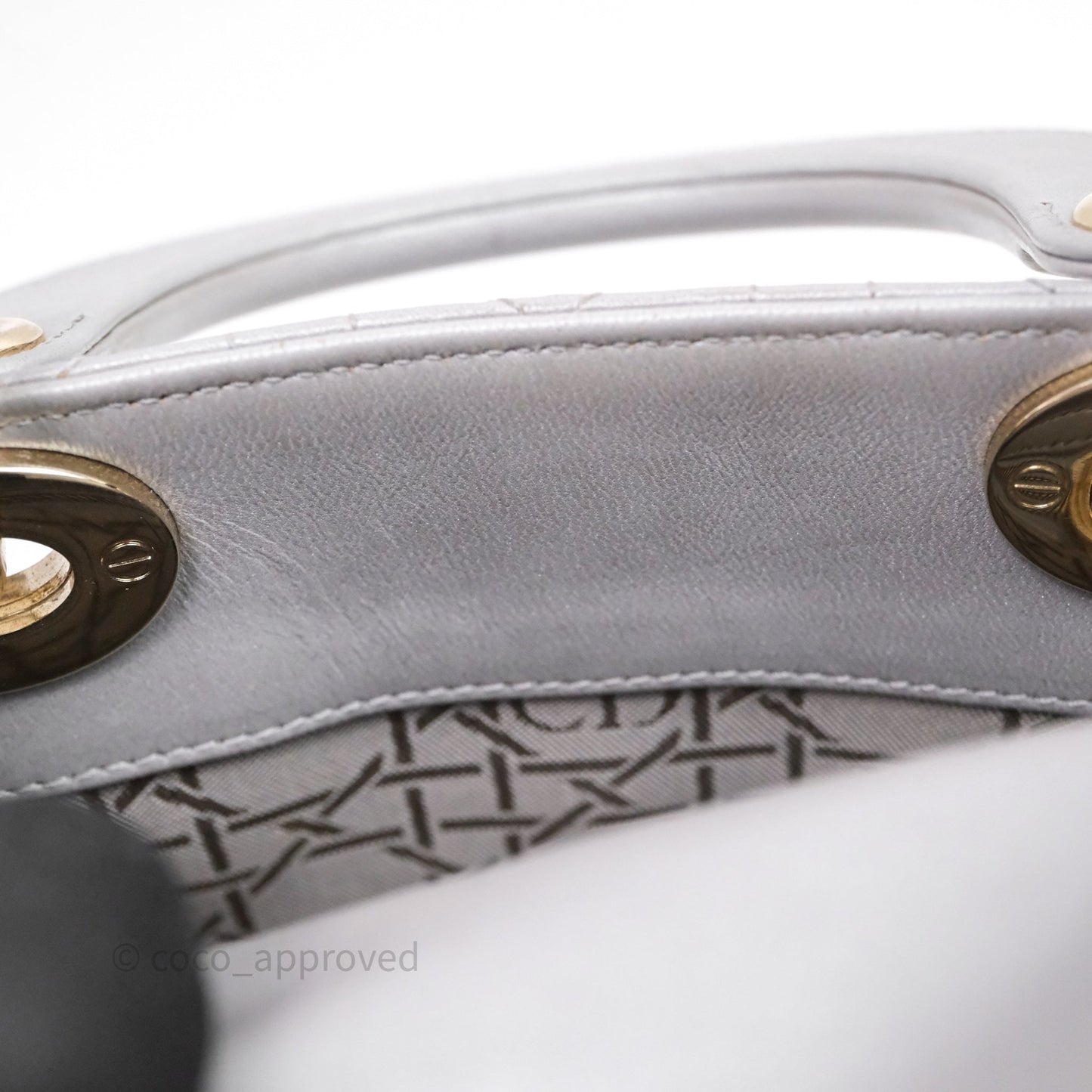 Christian Dior Mini Lady Dior Iridescent Grey Lambskin Cannage Gold Hardware