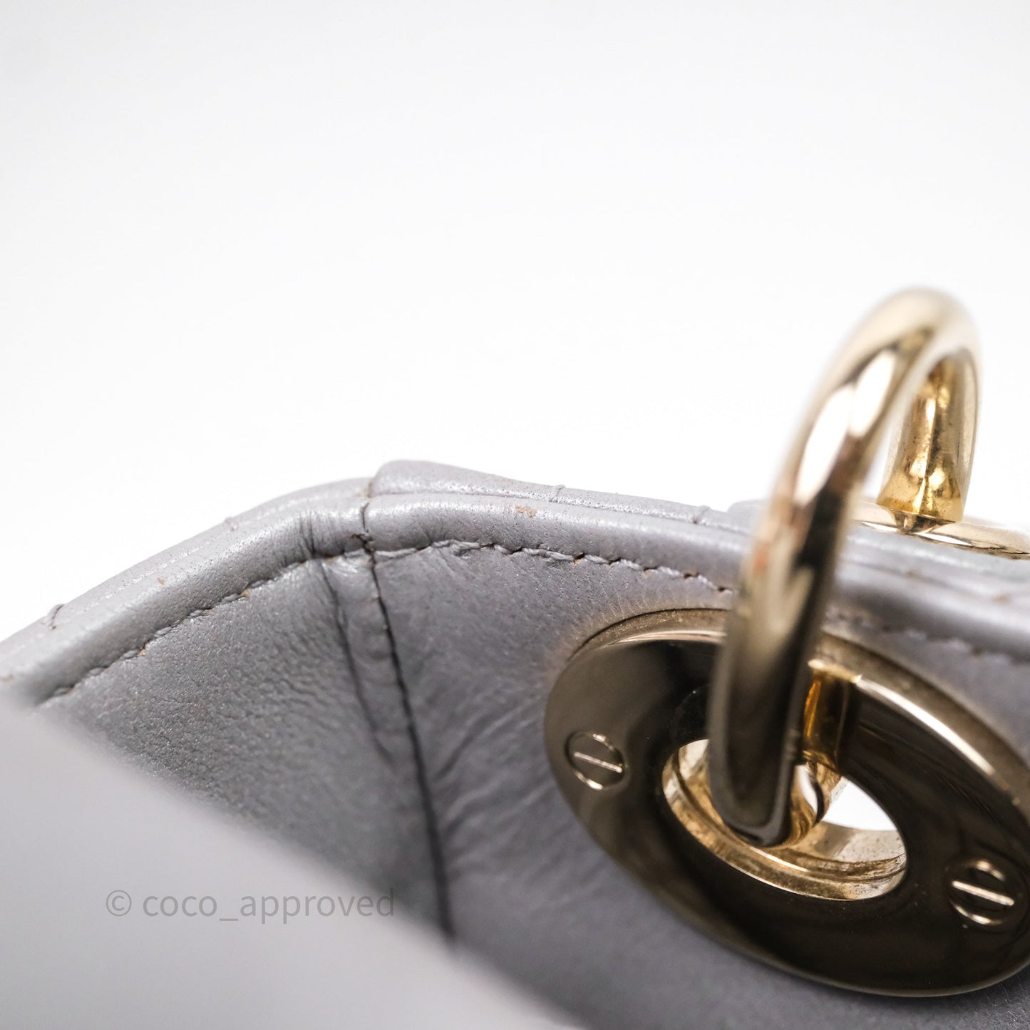 Christian Dior Mini Lady Dior Iridescent Grey Lambskin Cannage Gold Hardware