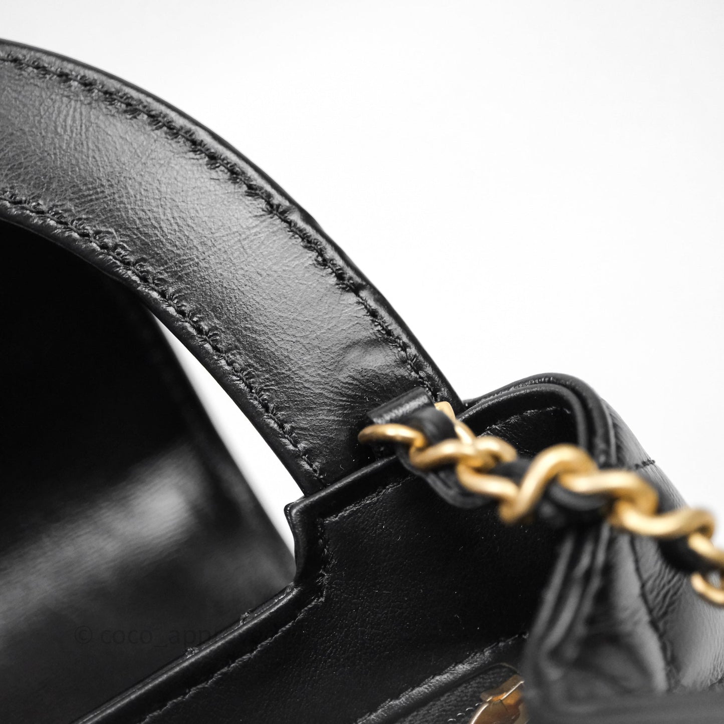 Chanel Kelly Bag Quilted Black Shiny Crumpled Calfskin Aged Gold Hardware
