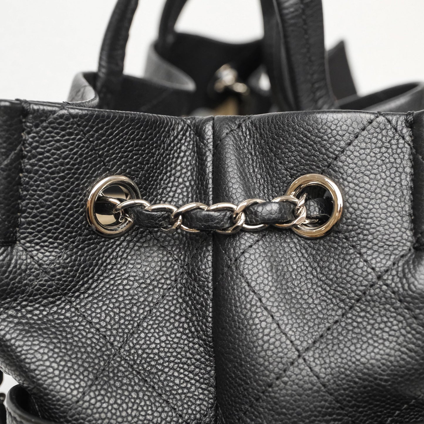 Chanel CC Pocket Tote Bag Black Caviar Silver Hardware