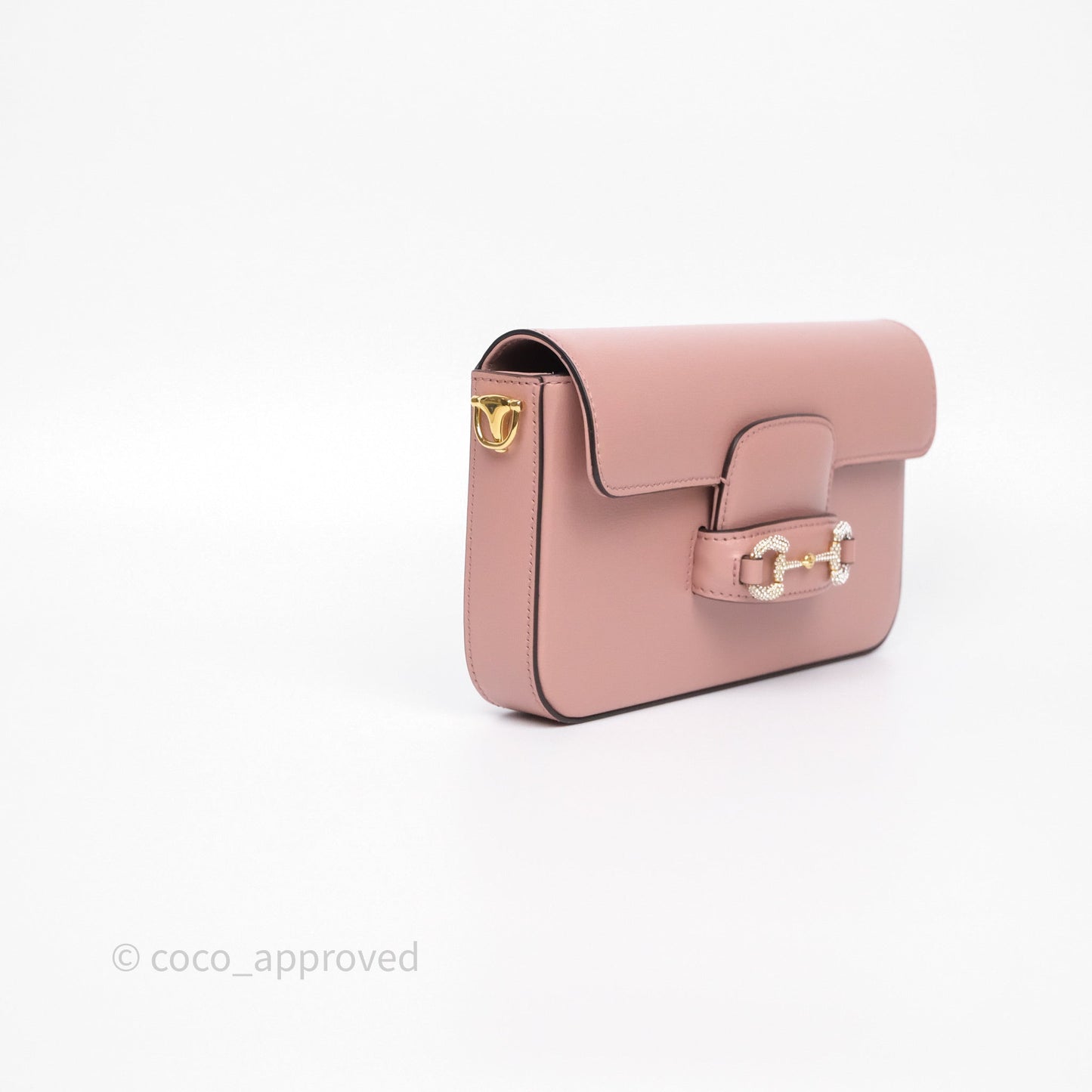 Gucci Horsebit 1955 Crystals Mini Bag Dusty Pink Calfskin