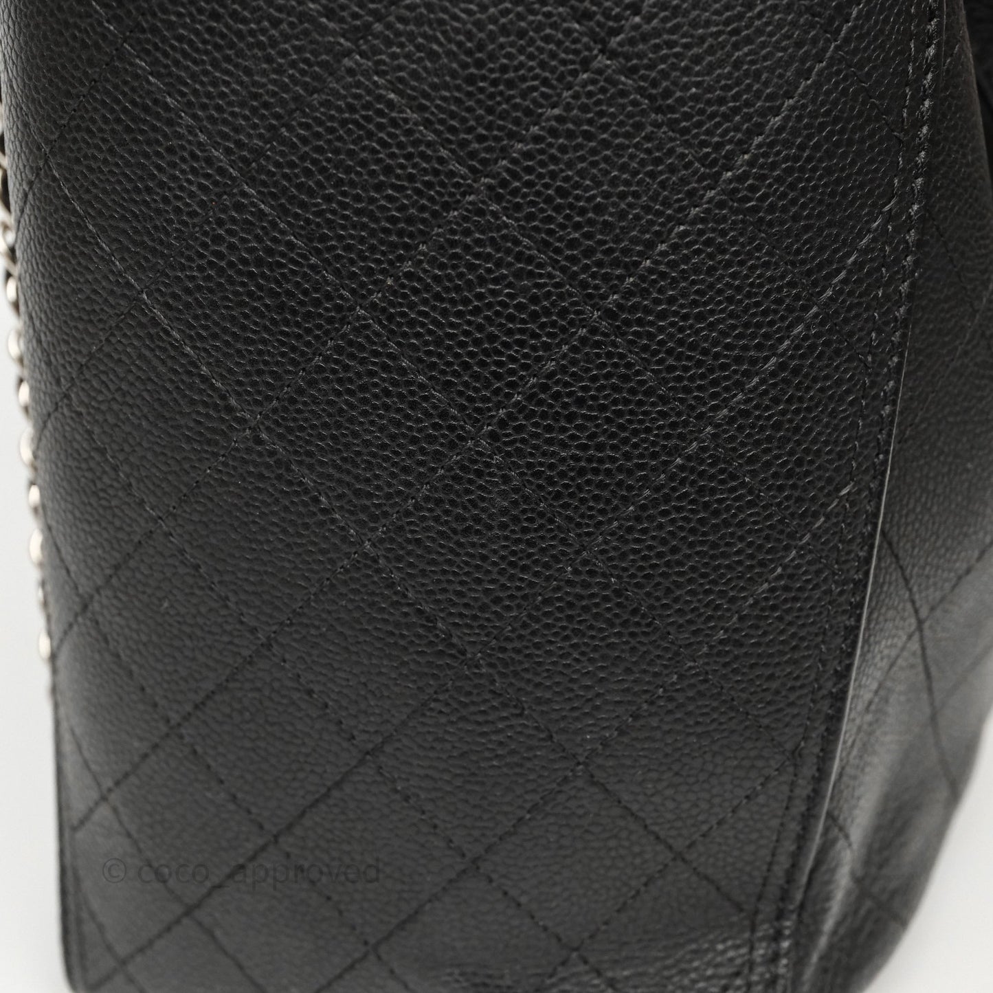 Chanel CC Pocket Tote Bag Black Caviar Silver Hardware
