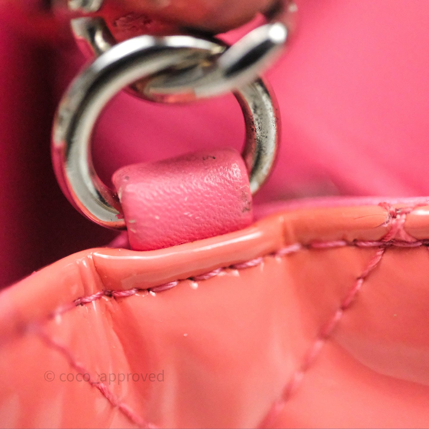 Chanel Quilted Mini Rectangular Pink Patent Silver Hardware