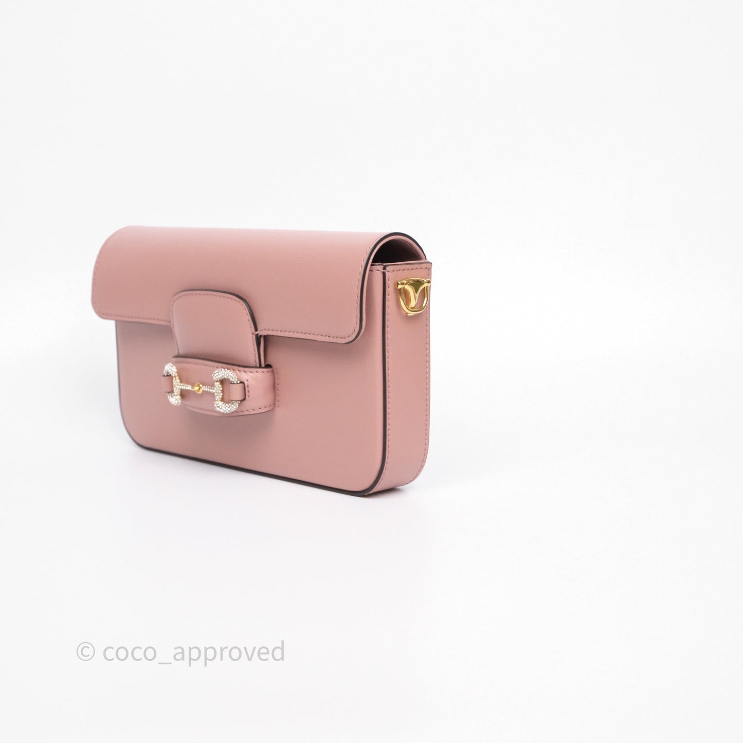 Gucci Horsebit 1955 Crystals Mini Bag Dusty Pink Calfskin