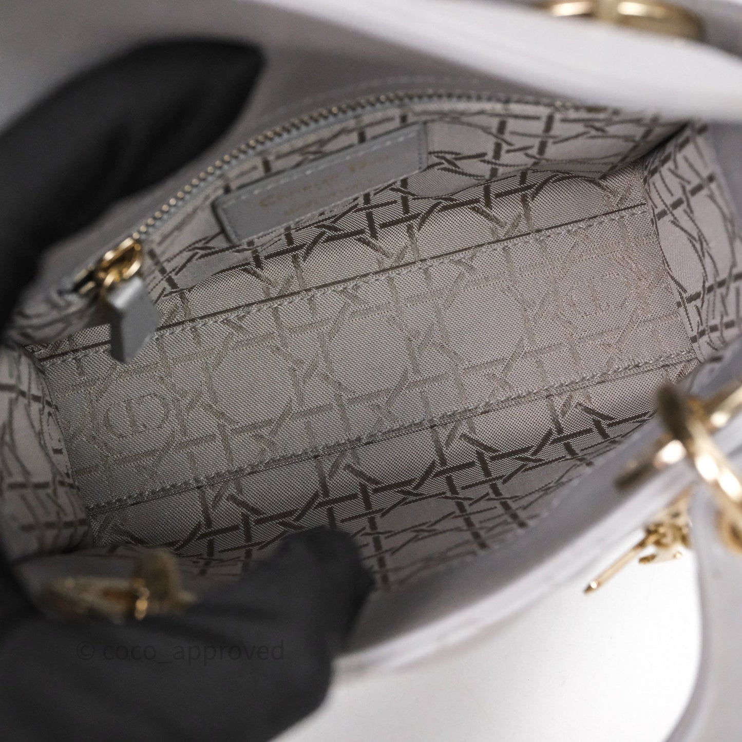 Christian Dior Mini Lady Dior Iridescent Grey Lambskin Cannage Gold Hardware