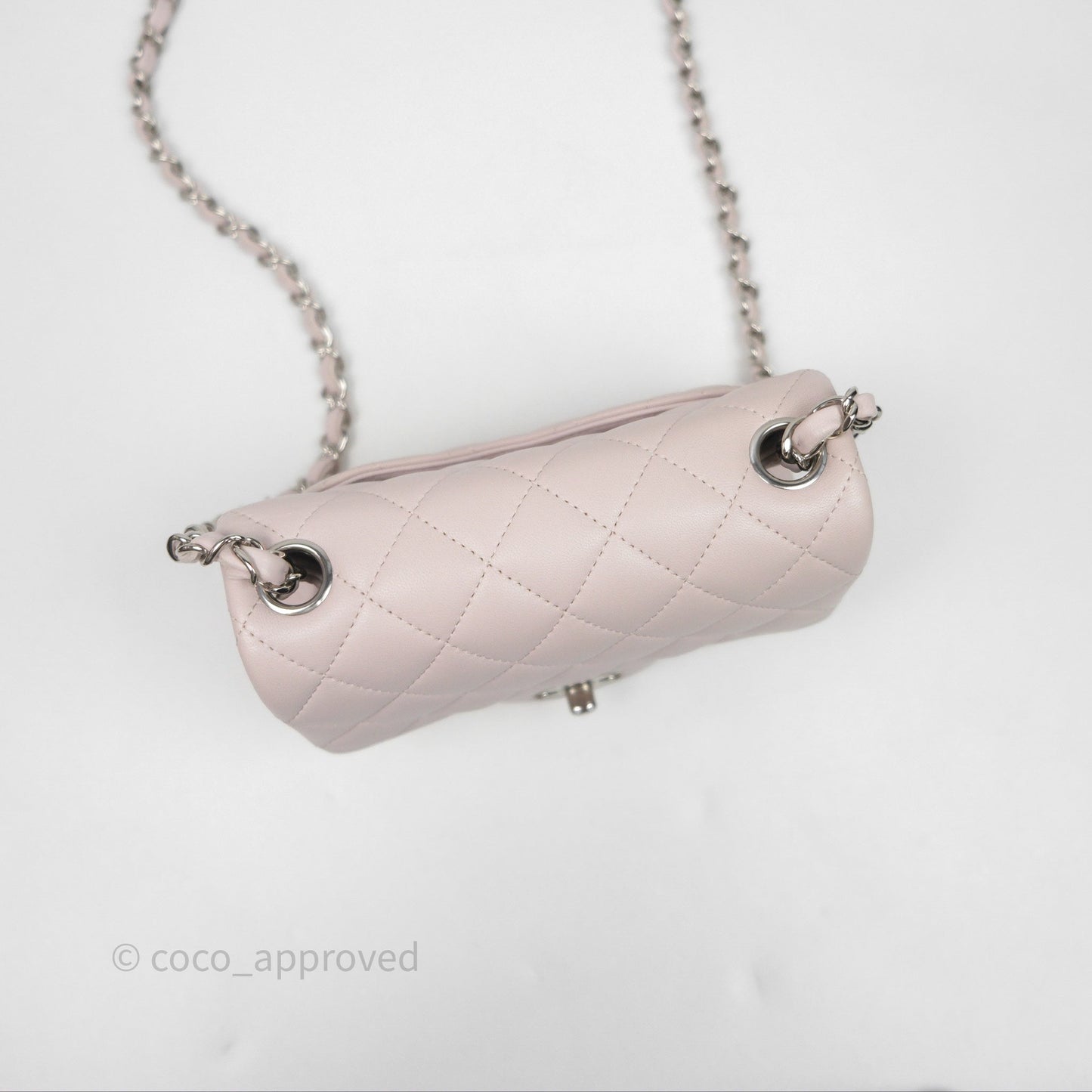 Chanel Mini Square Flap Quilted Lilac Lambskin Silver Hardware
