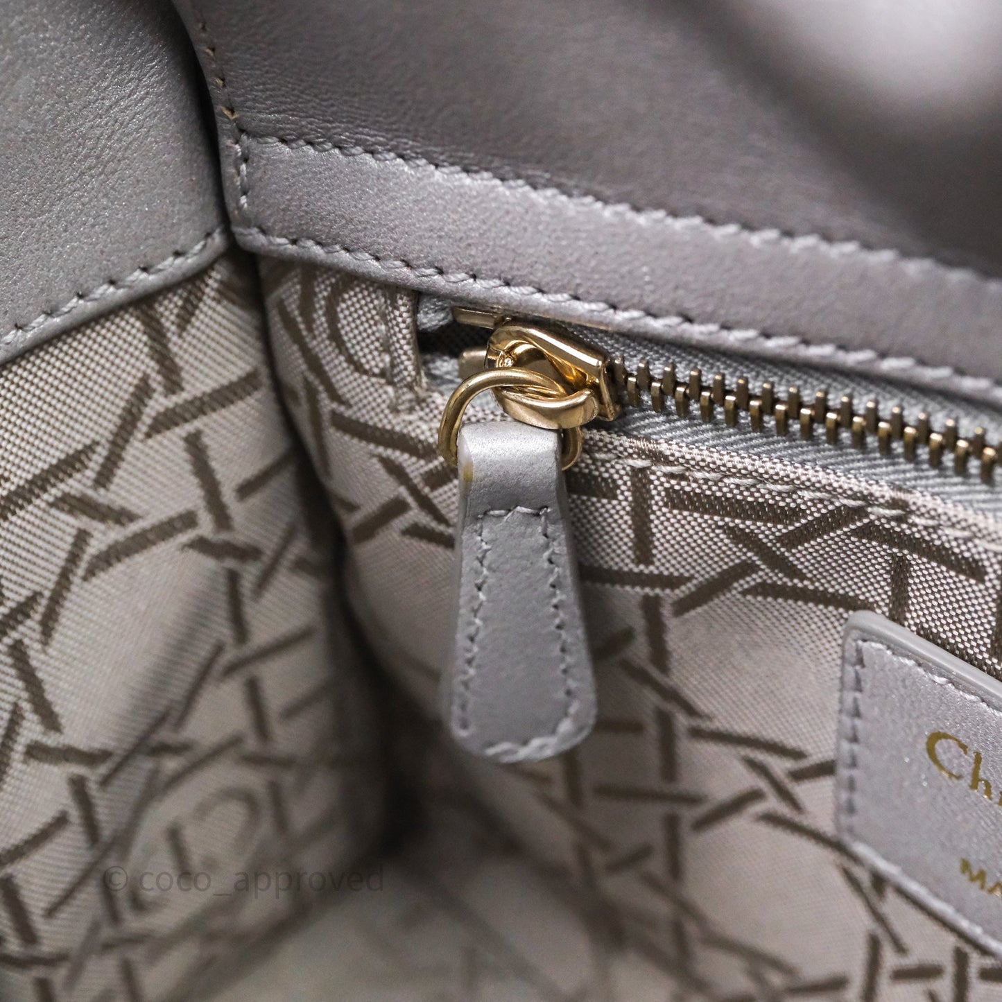 Christian Dior Mini Lady Dior Iridescent Grey Lambskin Cannage Gold Hardware