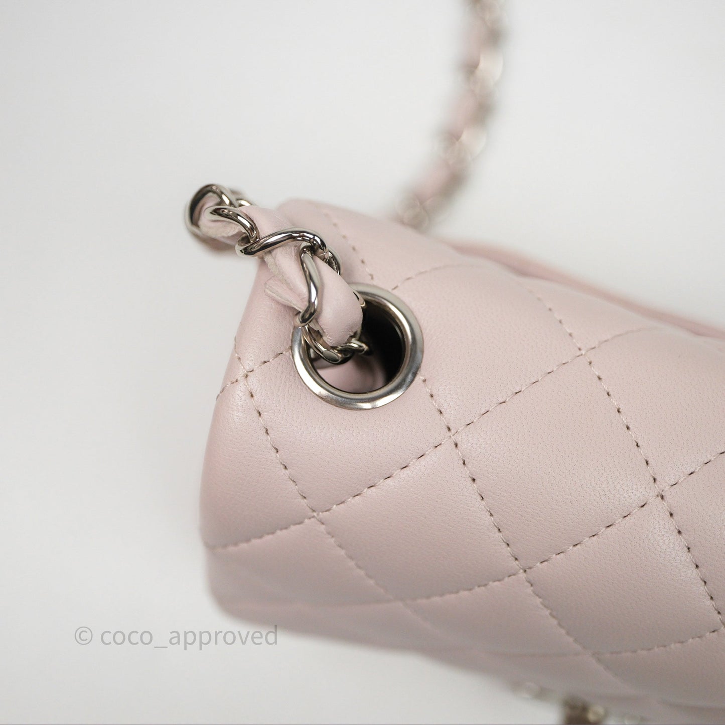 Chanel Mini Square Flap Quilted Lilac Lambskin Silver Hardware