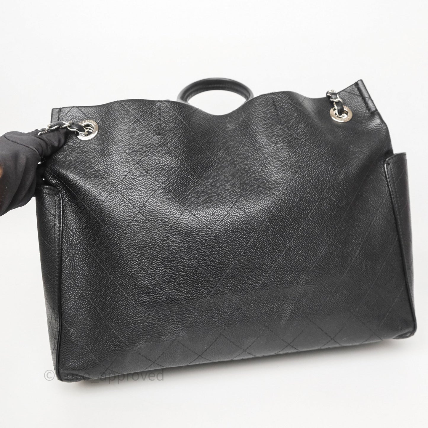 Chanel CC Pocket Tote Bag Black Caviar Silver Hardware