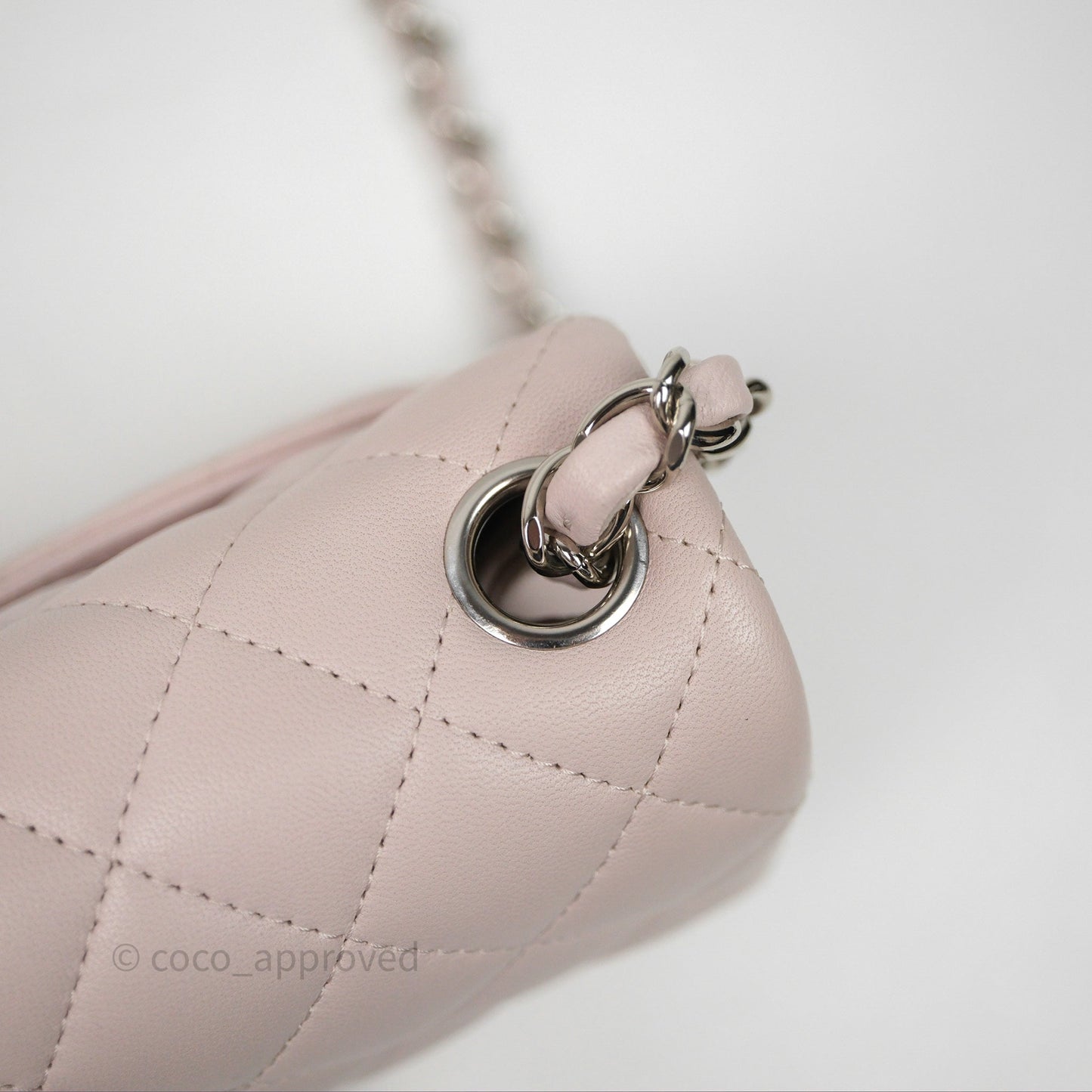Chanel Mini Square Flap Quilted Lilac Lambskin Silver Hardware