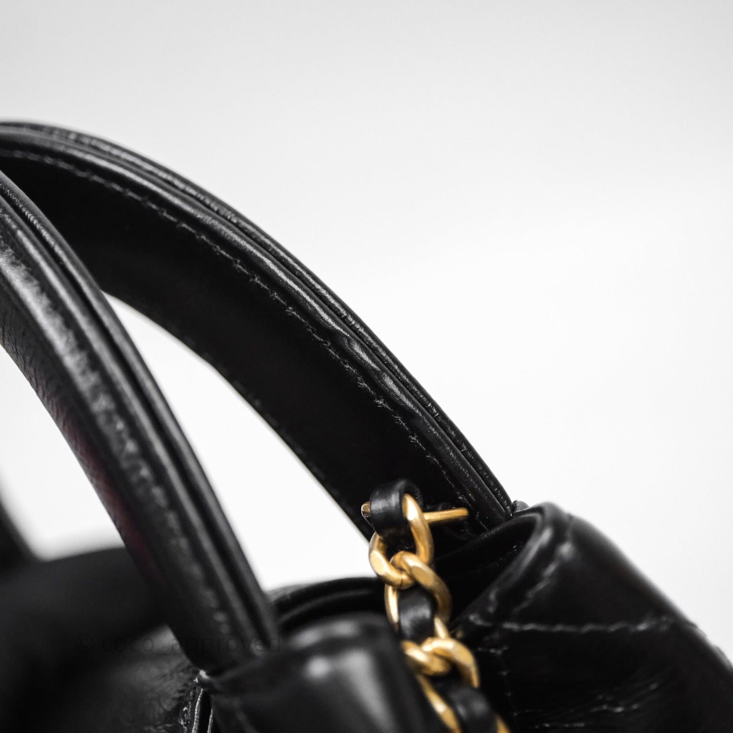 Chanel Kelly Bag Quilted Black Shiny Crumpled Calfskin Aged Gold Hardware
