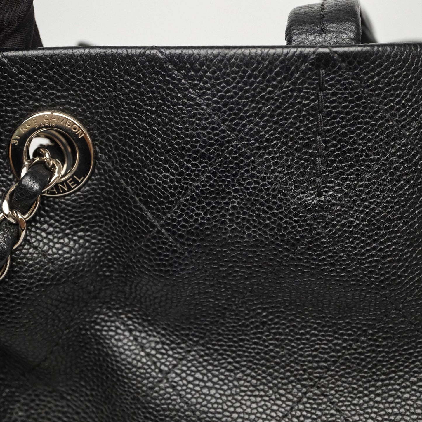 Chanel CC Pocket Tote Bag Black Caviar Silver Hardware