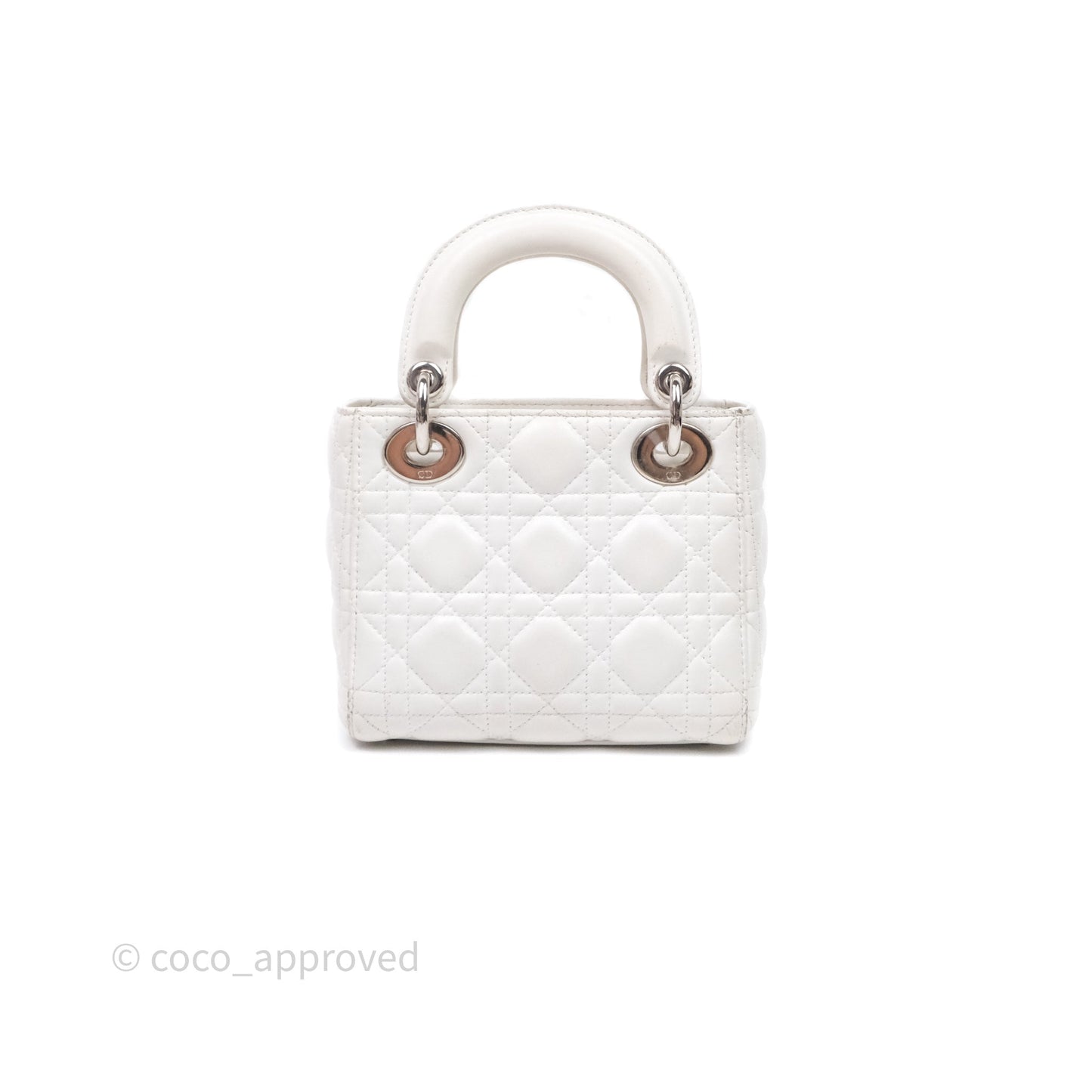 Christian Dior Cannage Mini Lady Dior White Silver Hardware