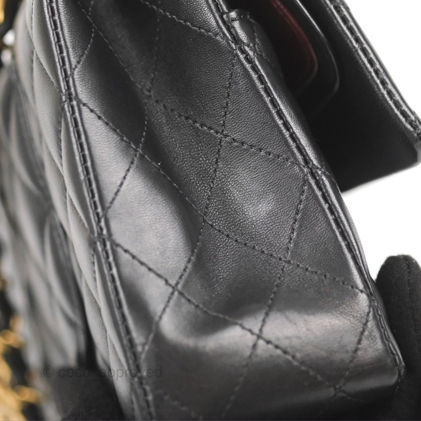 Chanel Classic M/L Medium Flap Quilted Black Lambskin Gold Hardware