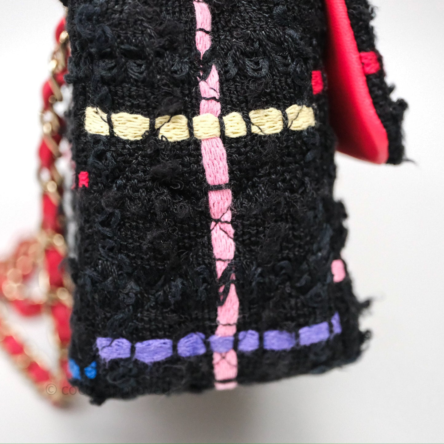 Chanel Mini Rectangular Flap Multicolor Tweed Gold Hardware