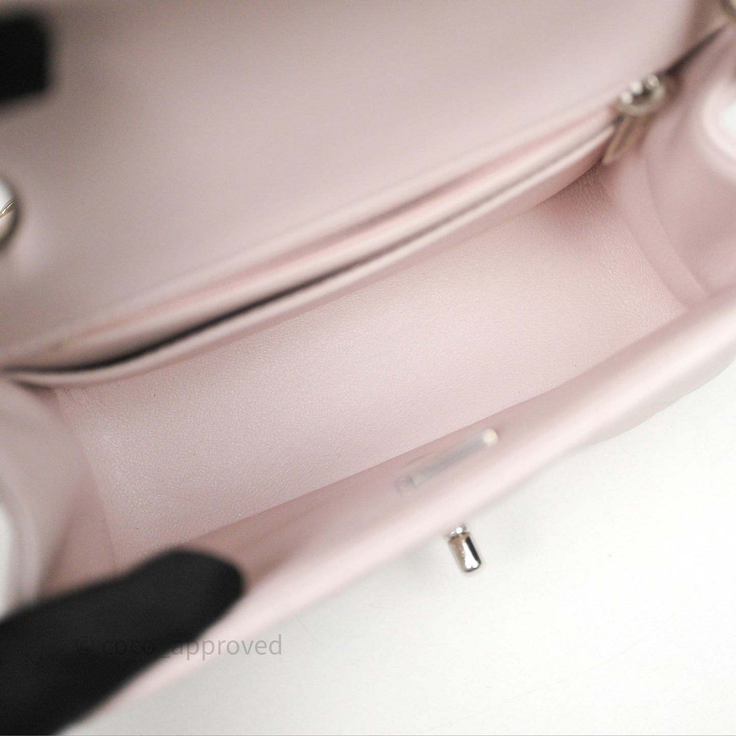 Chanel Mini Square Flap Quilted Lilac Lambskin Silver Hardware