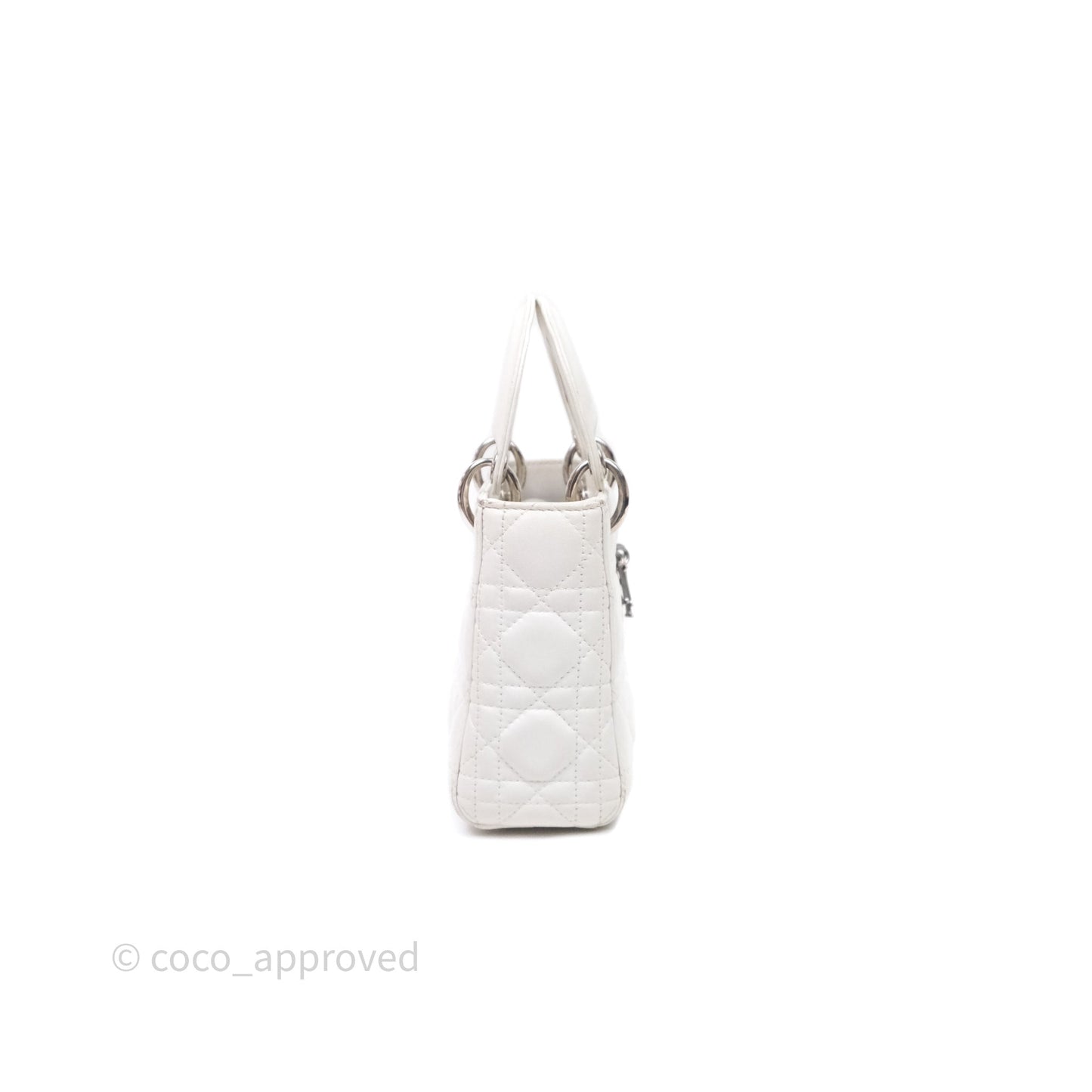Christian Dior Cannage Mini Lady Dior White Silver Hardware